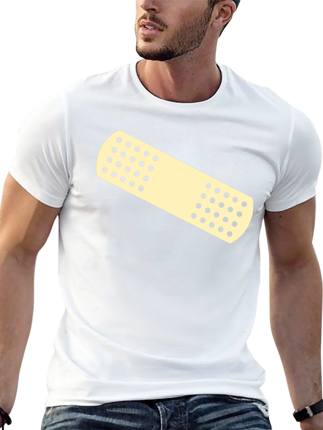Novelty Band-Aid Graphic Tee - Casual Comfort
