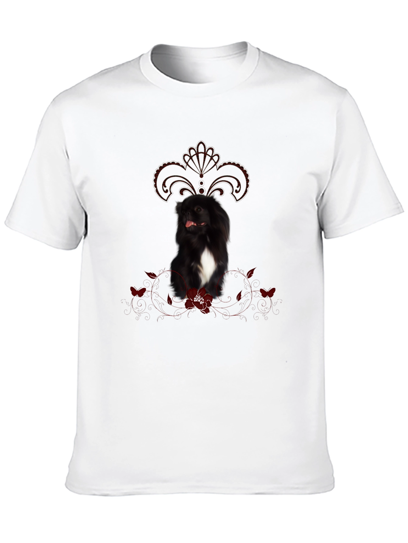 Black Dog T-Shirt With Fleur-De-Lis