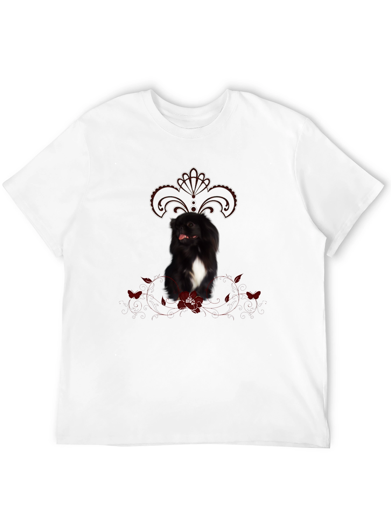 Black Dog T-Shirt With Fleur-De-Lis