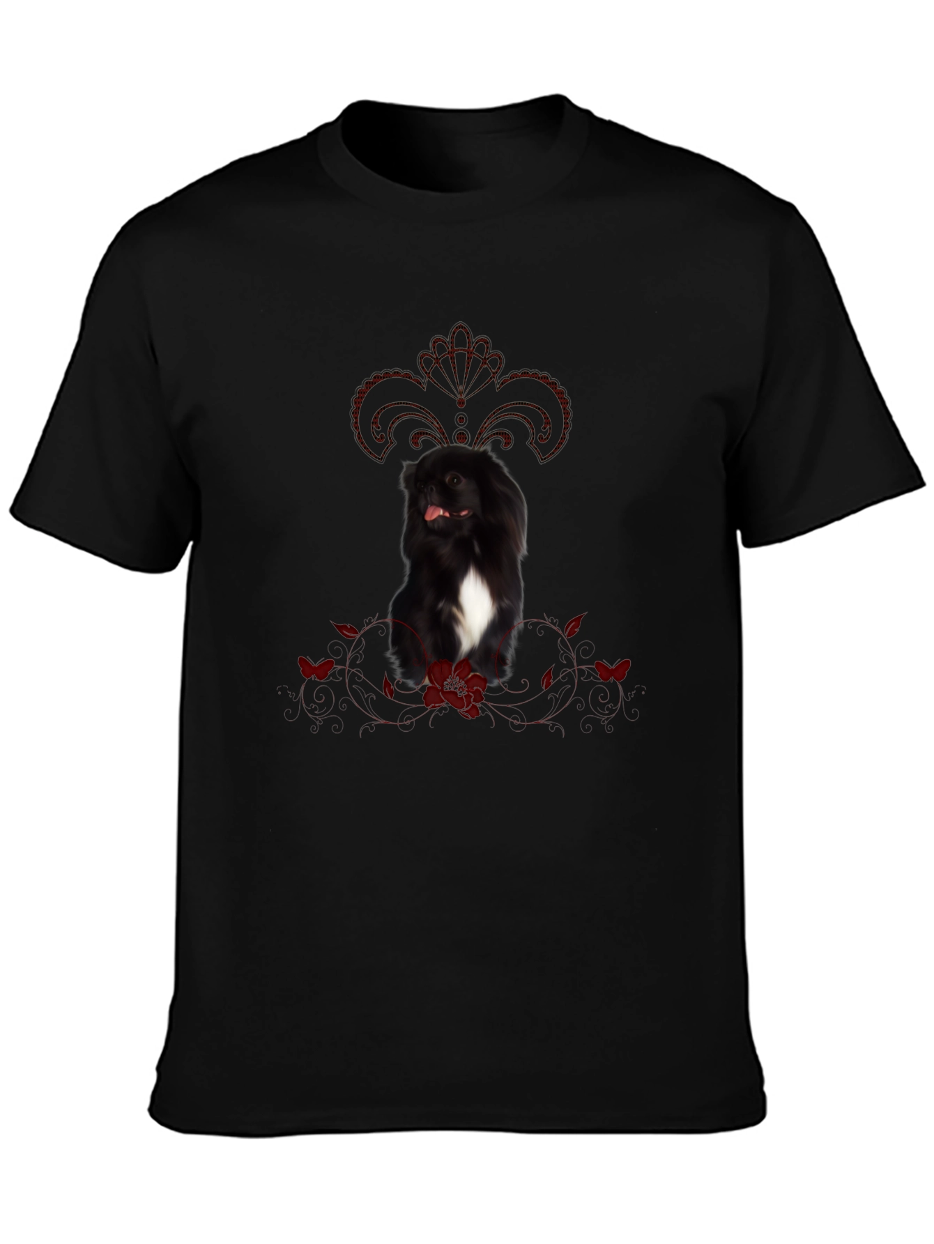 Black Dog T-Shirt With Fleur-De-Lis