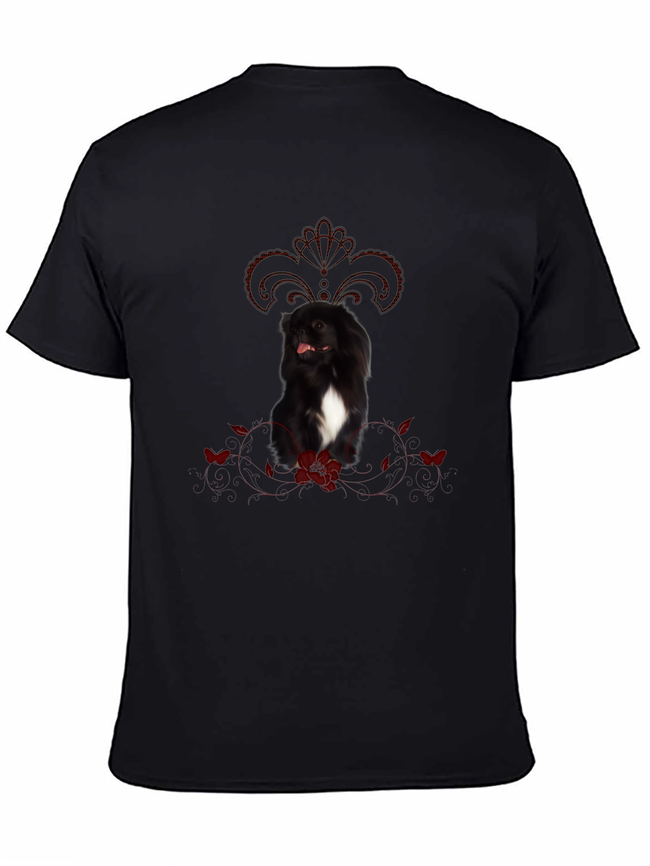 Black Dog T-Shirt With Fleur-De-Lis