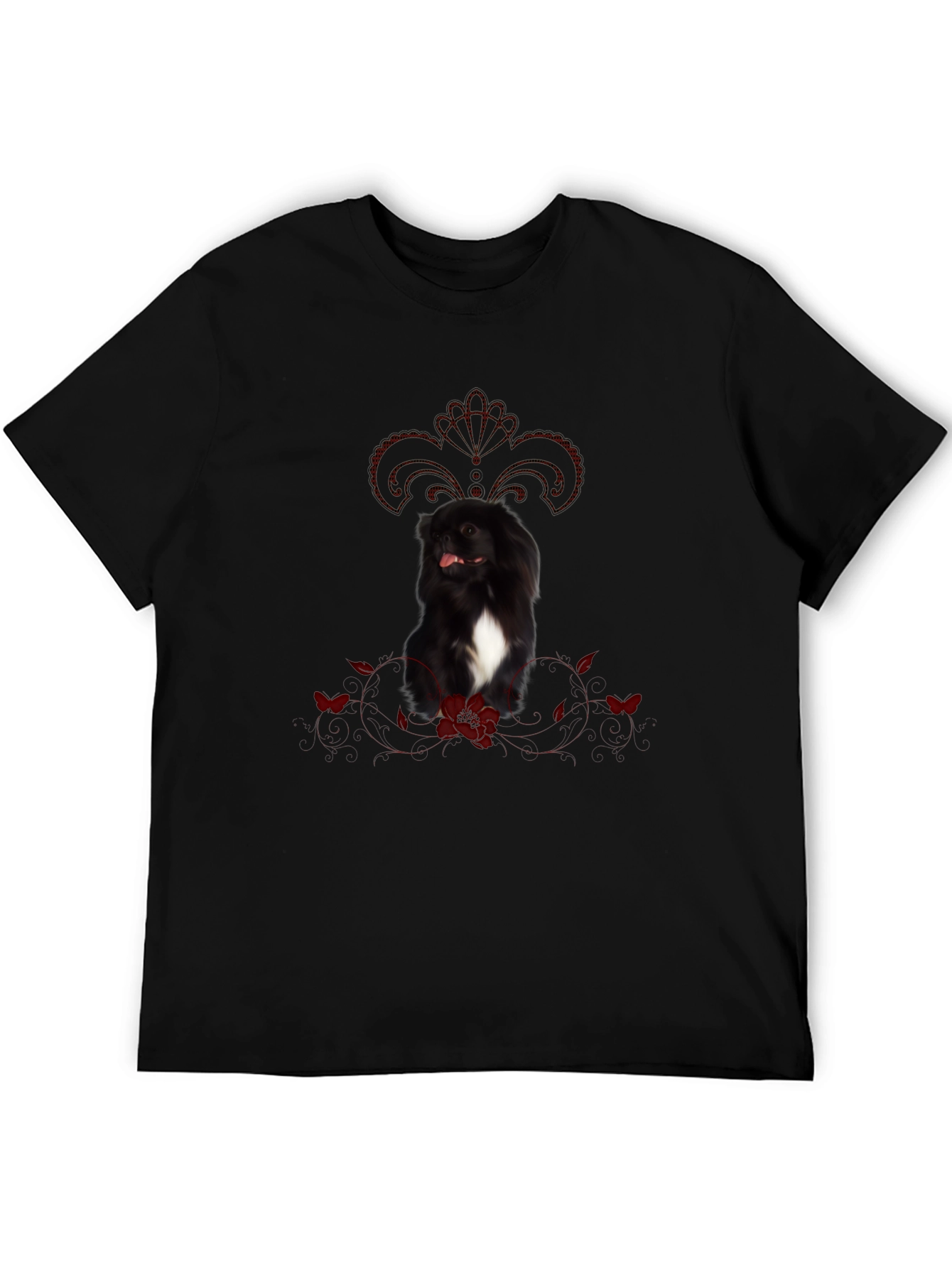 Black Dog T-Shirt With Fleur-De-Lis