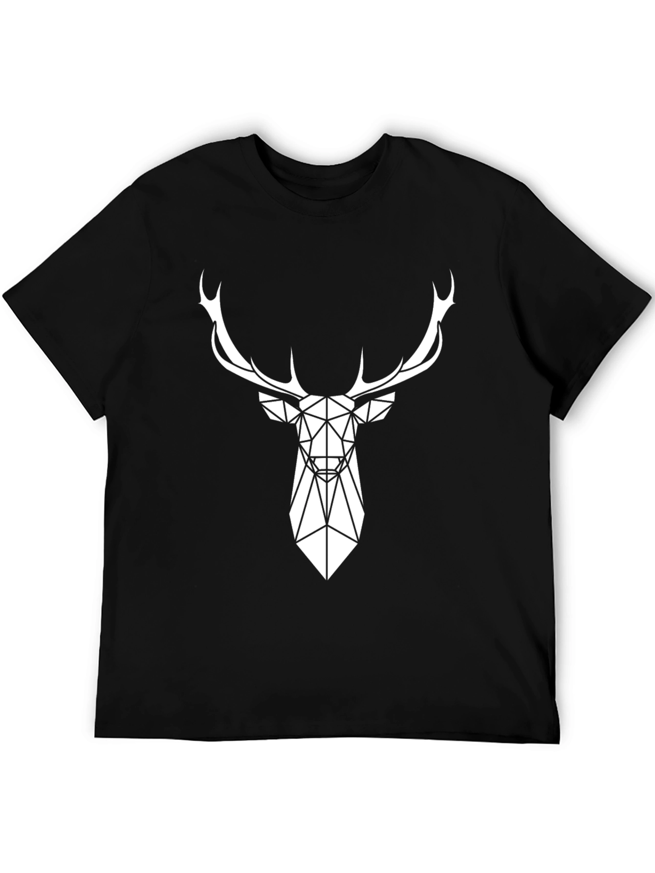 Geometric Deer Graphic Tee - Modern Black T-Shirt