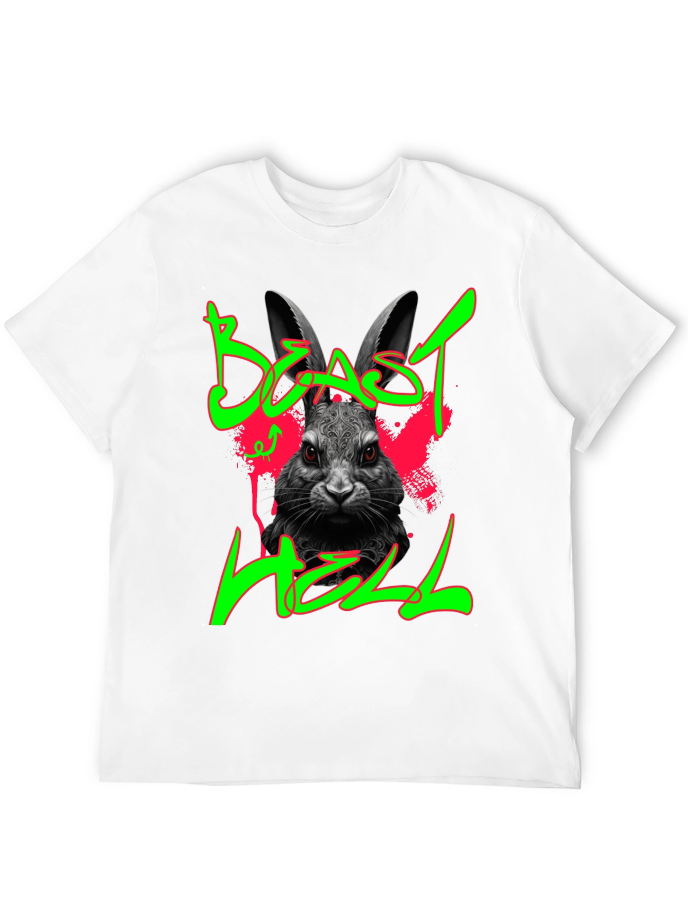 Beast Hell Rabbit Graphic Black T-Shirt