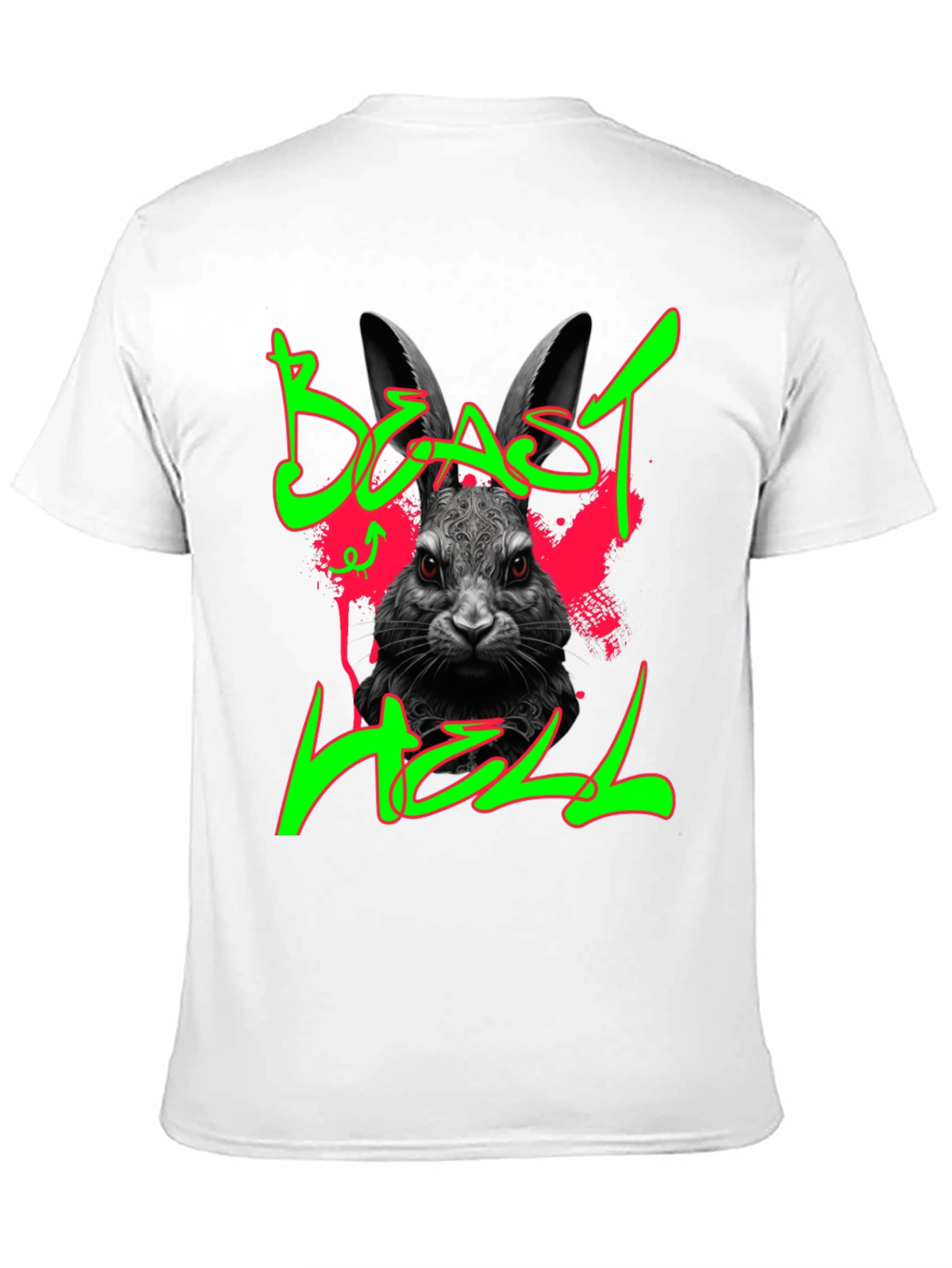 Beast Hell Rabbit Graphic Black T-Shirt
