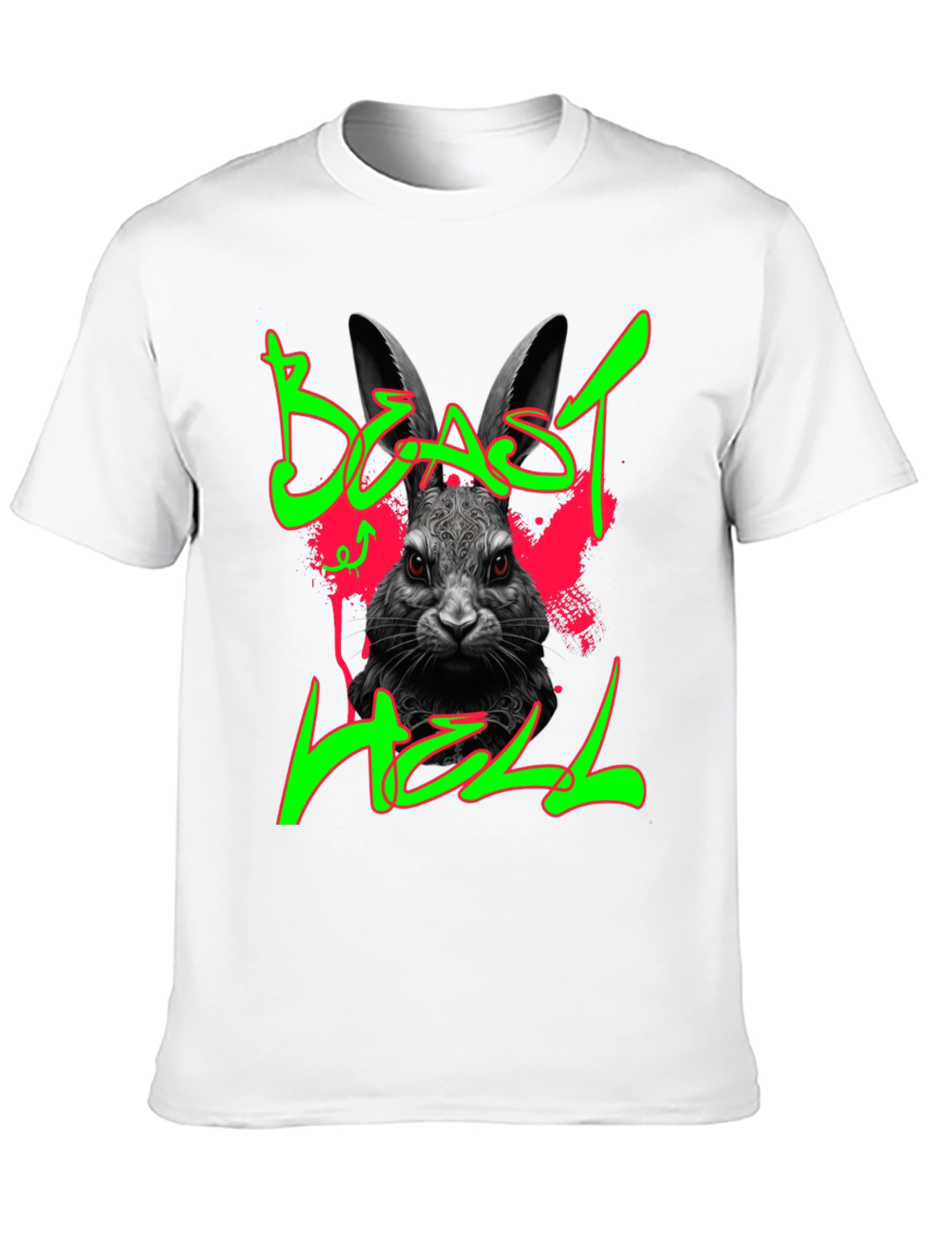 Beast Hell Rabbit Graphic Black T-Shirt