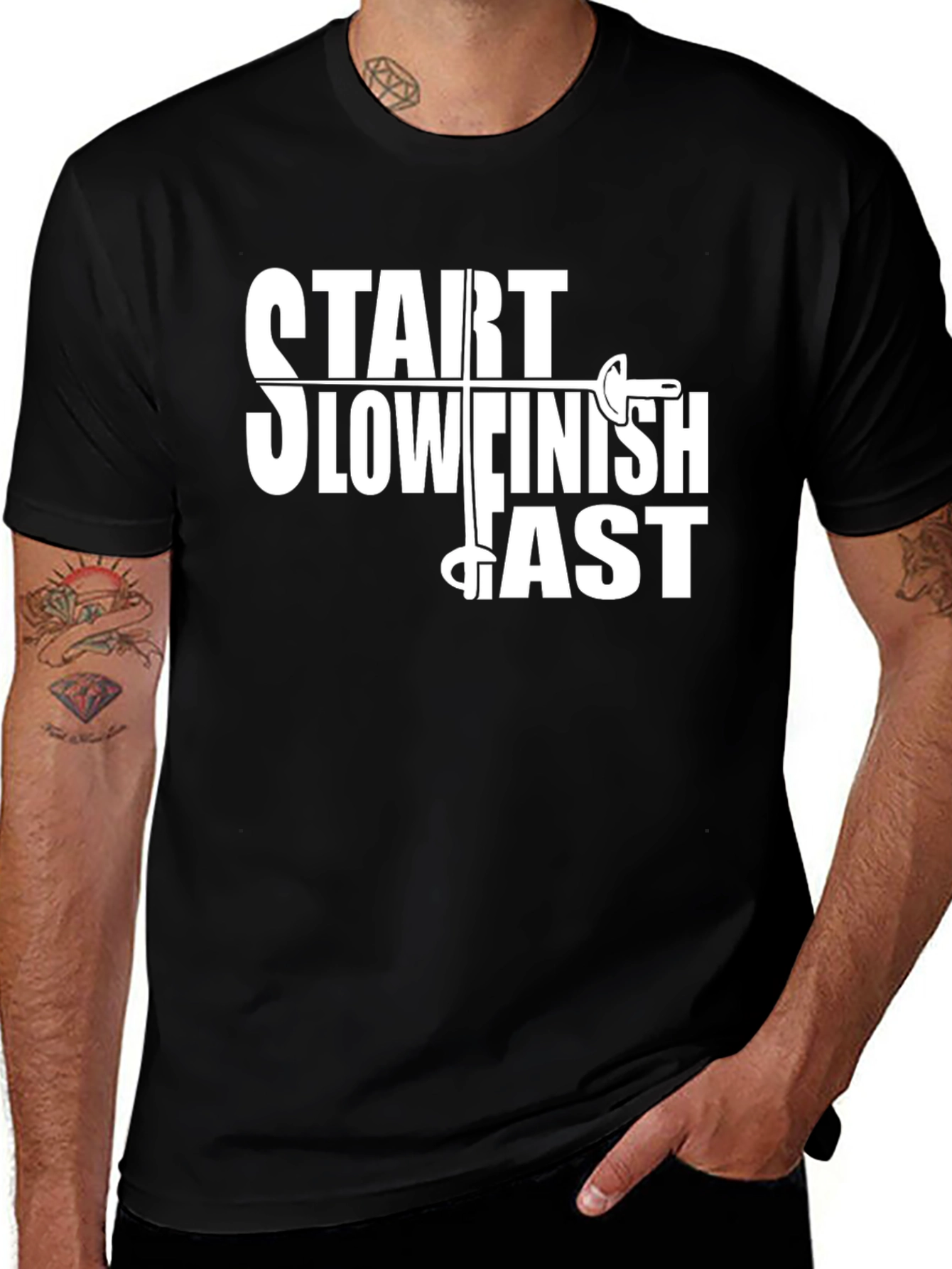 Start Slow Finish Fast Fencing T-Shirt