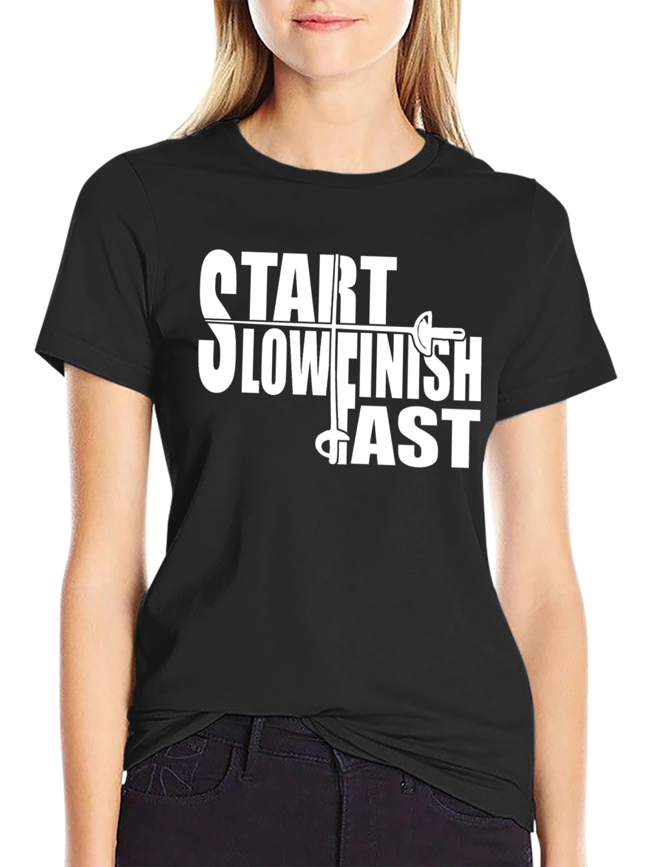 Start Slow Finish Fast Fencing T-Shirt
