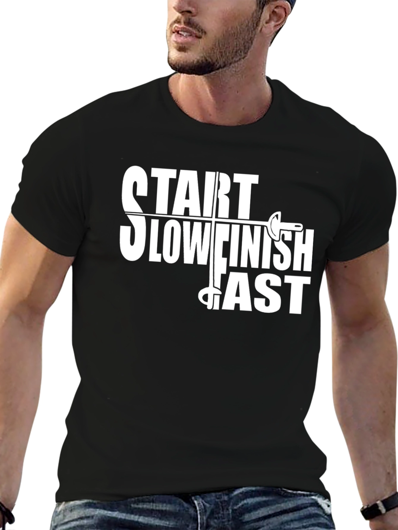 Start Slow Finish Fast Fencing T-Shirt