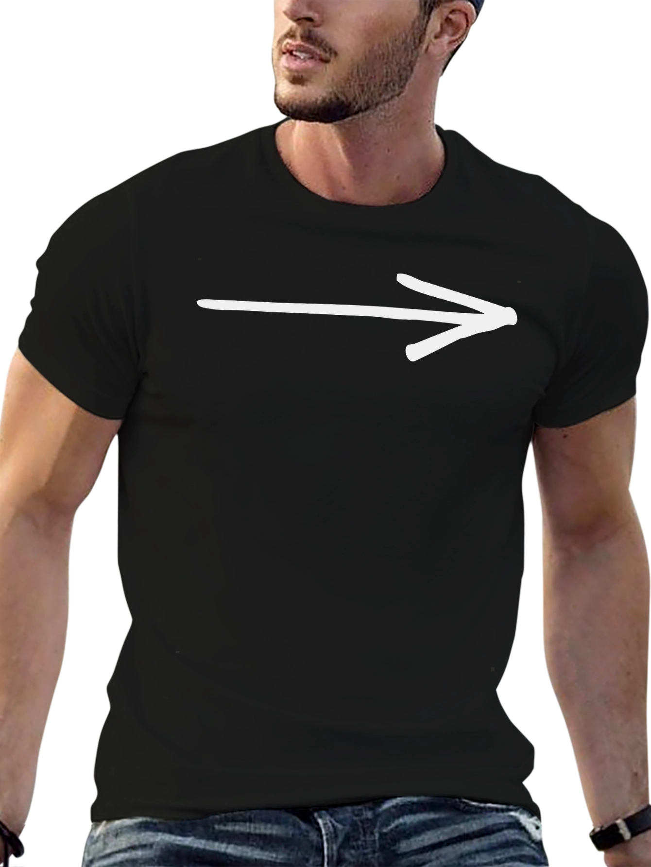 Right Arrow Black Graphic Tee - Directional Style