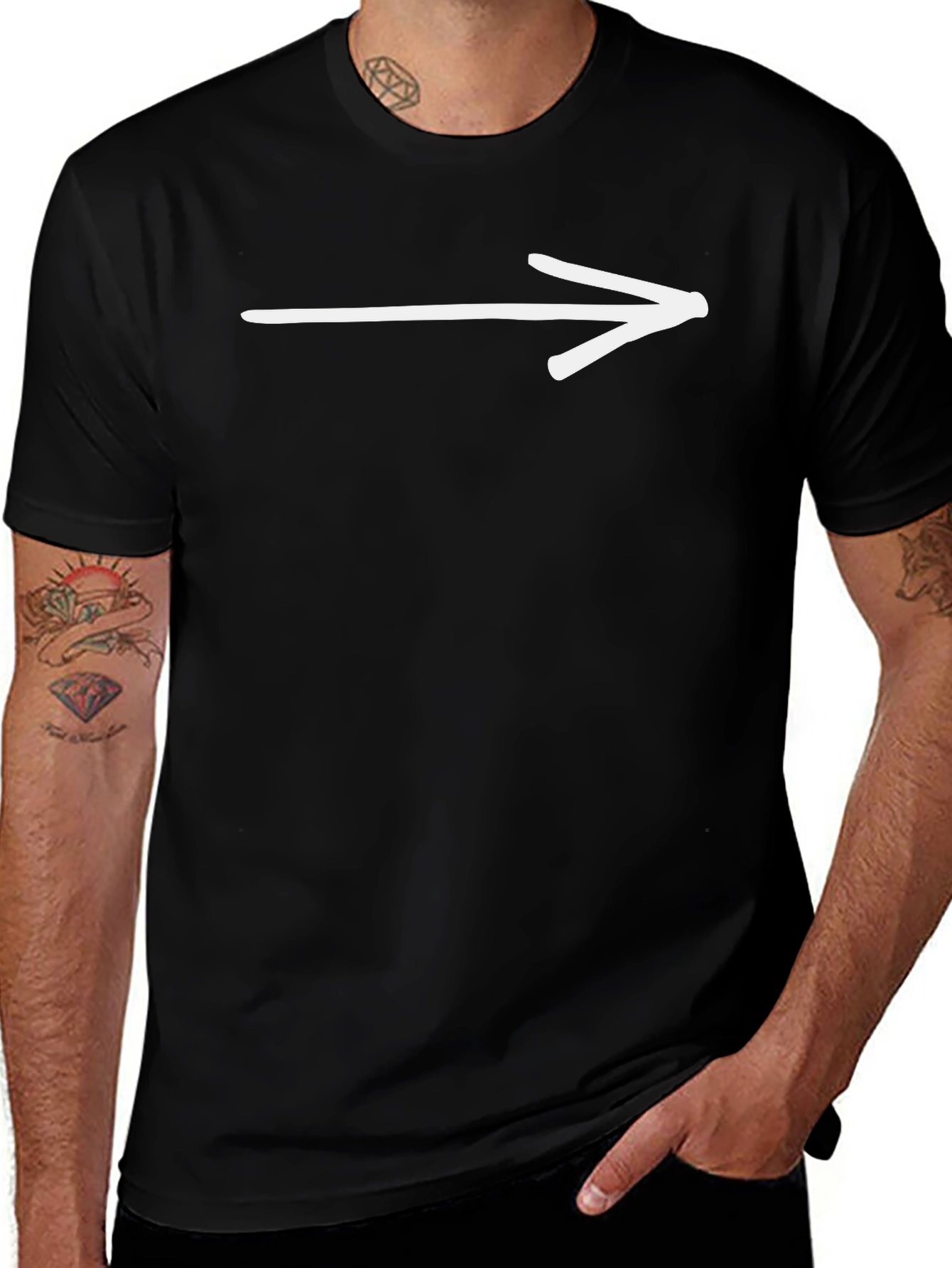 Right Arrow Black Graphic Tee - Directional Style