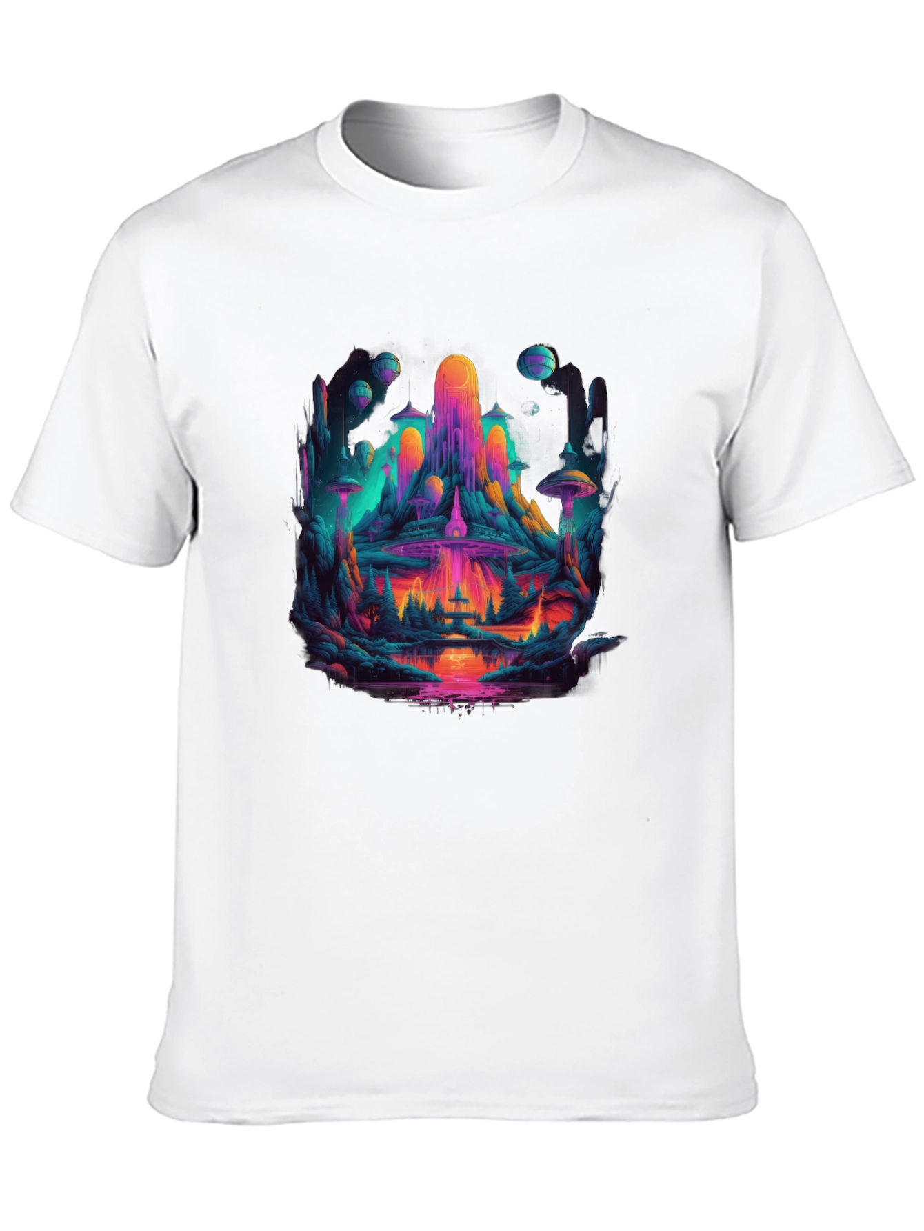 Vibrant Sci-Fi Landscape Graphic T-Shirt