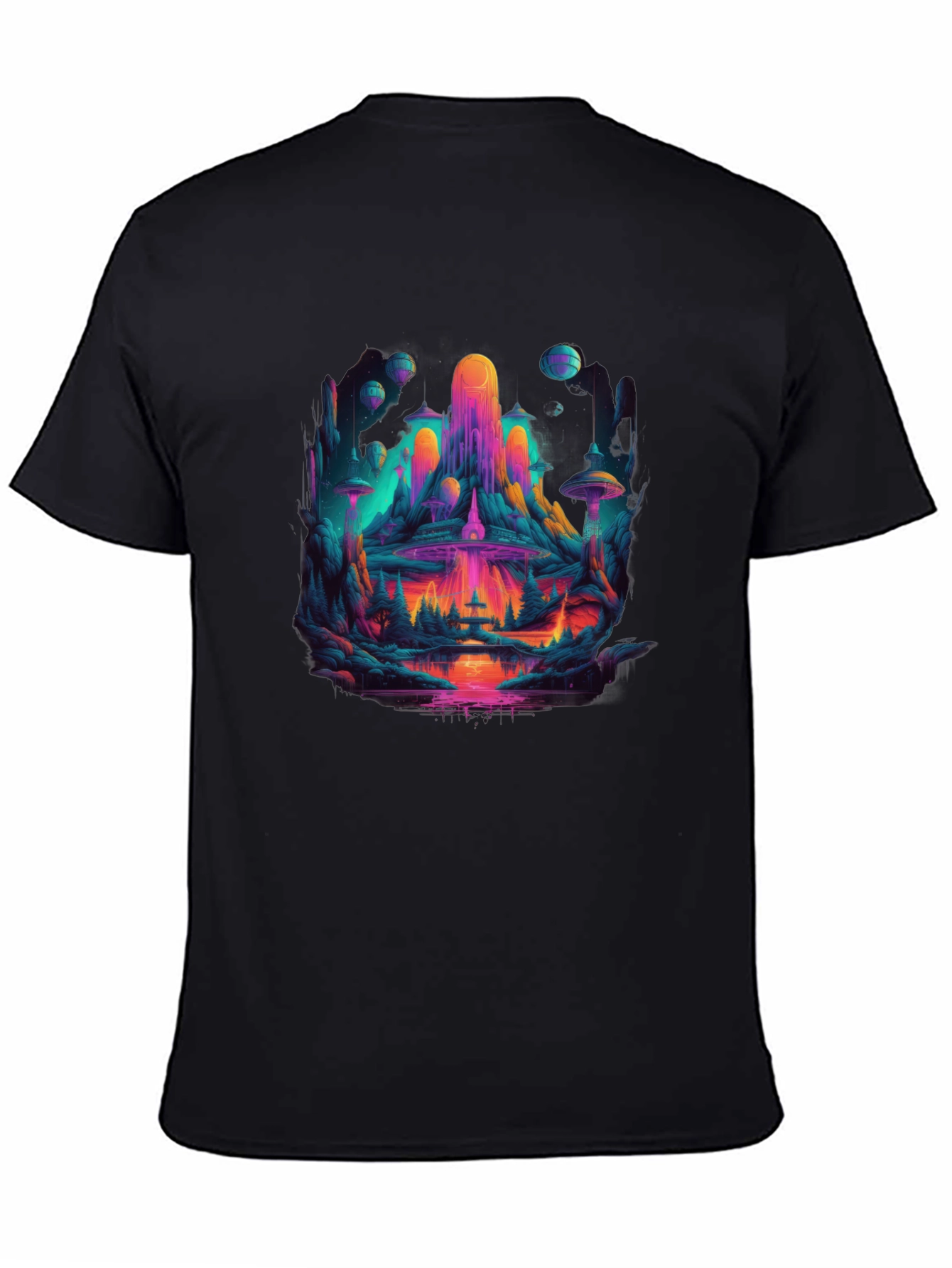 Vibrant Sci-Fi Landscape Graphic T-Shirt