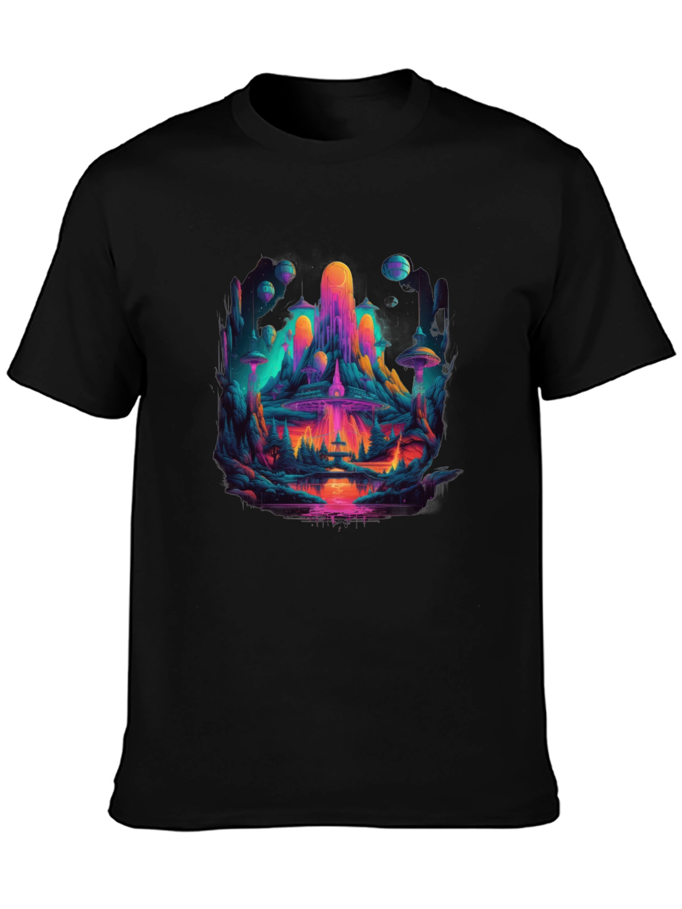 Vibrant Sci-Fi Landscape Graphic T-Shirt