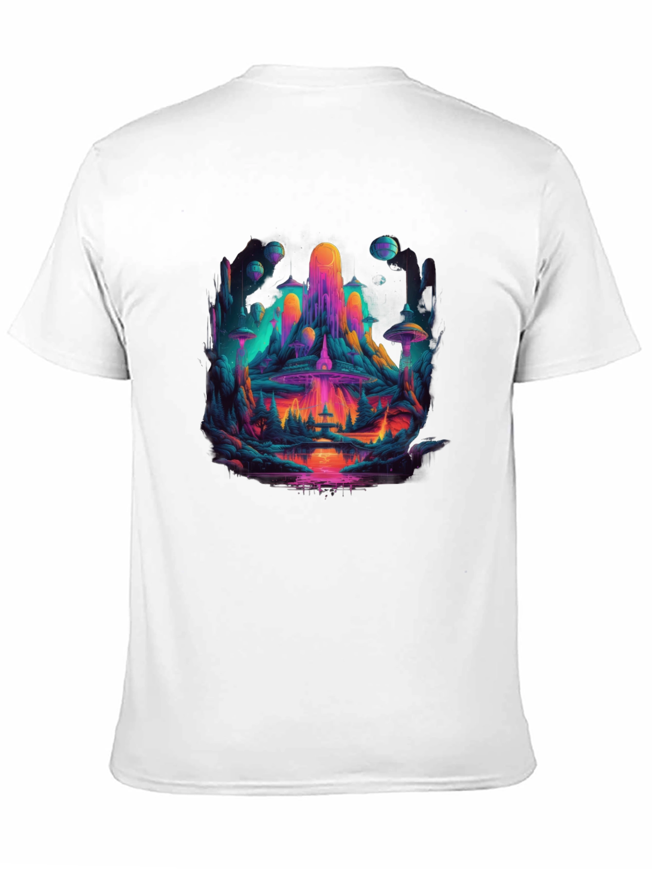 Vibrant Sci-Fi Landscape Graphic T-Shirt