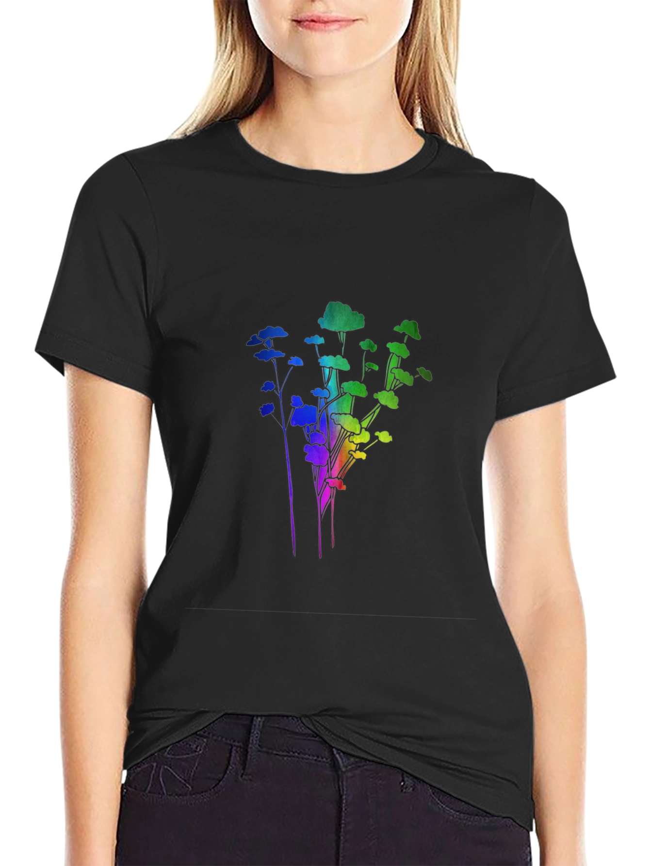 Rainbow Trees Black T-Shirt