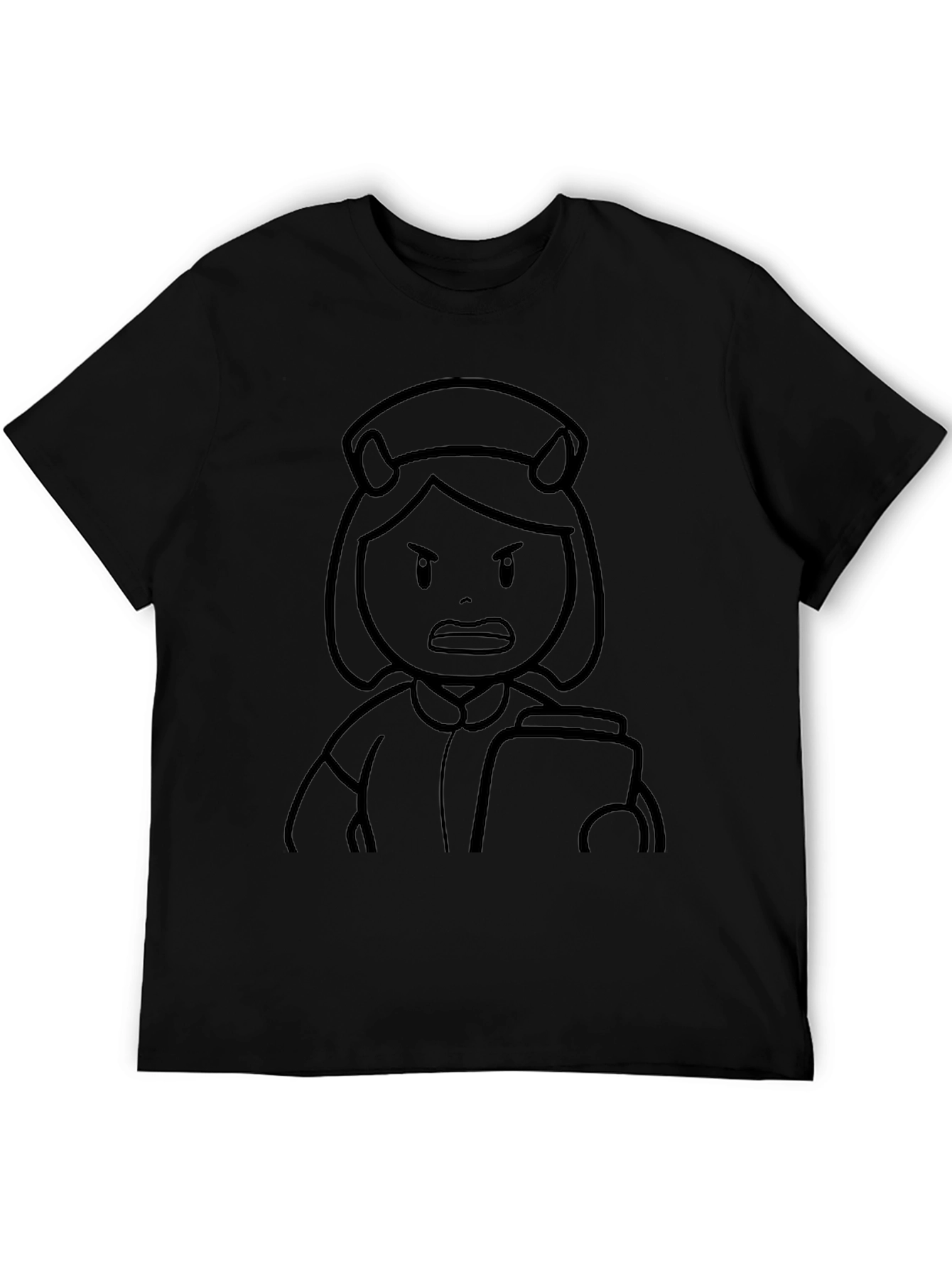 Cartoon Nurse Graphic T-Shirt - Black