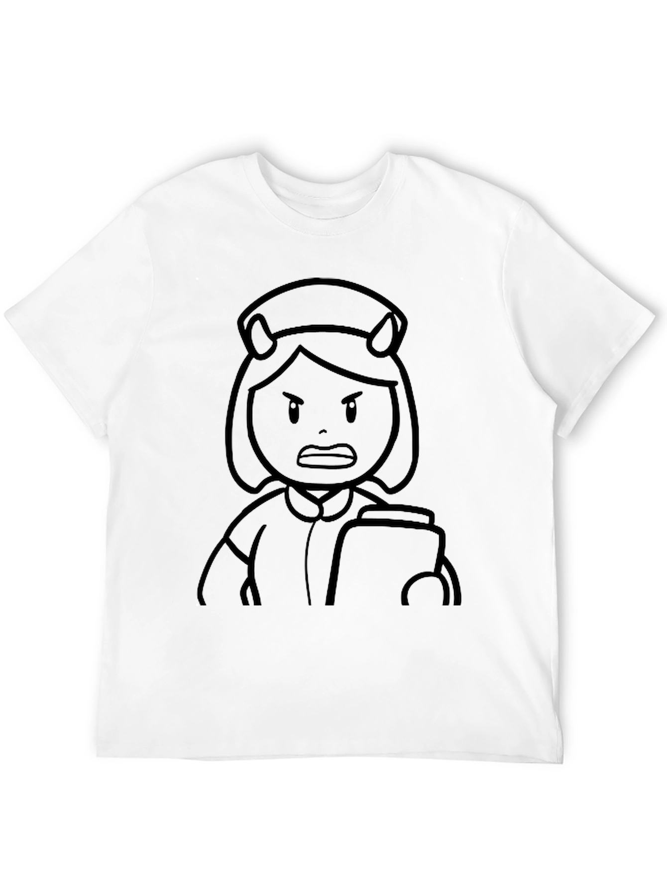 Cartoon Nurse Graphic T-Shirt - Black