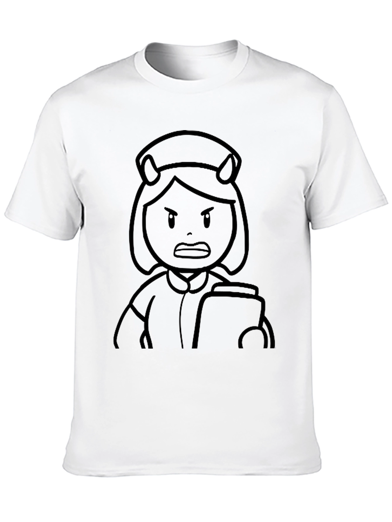 Cartoon Nurse Graphic T-Shirt - Black