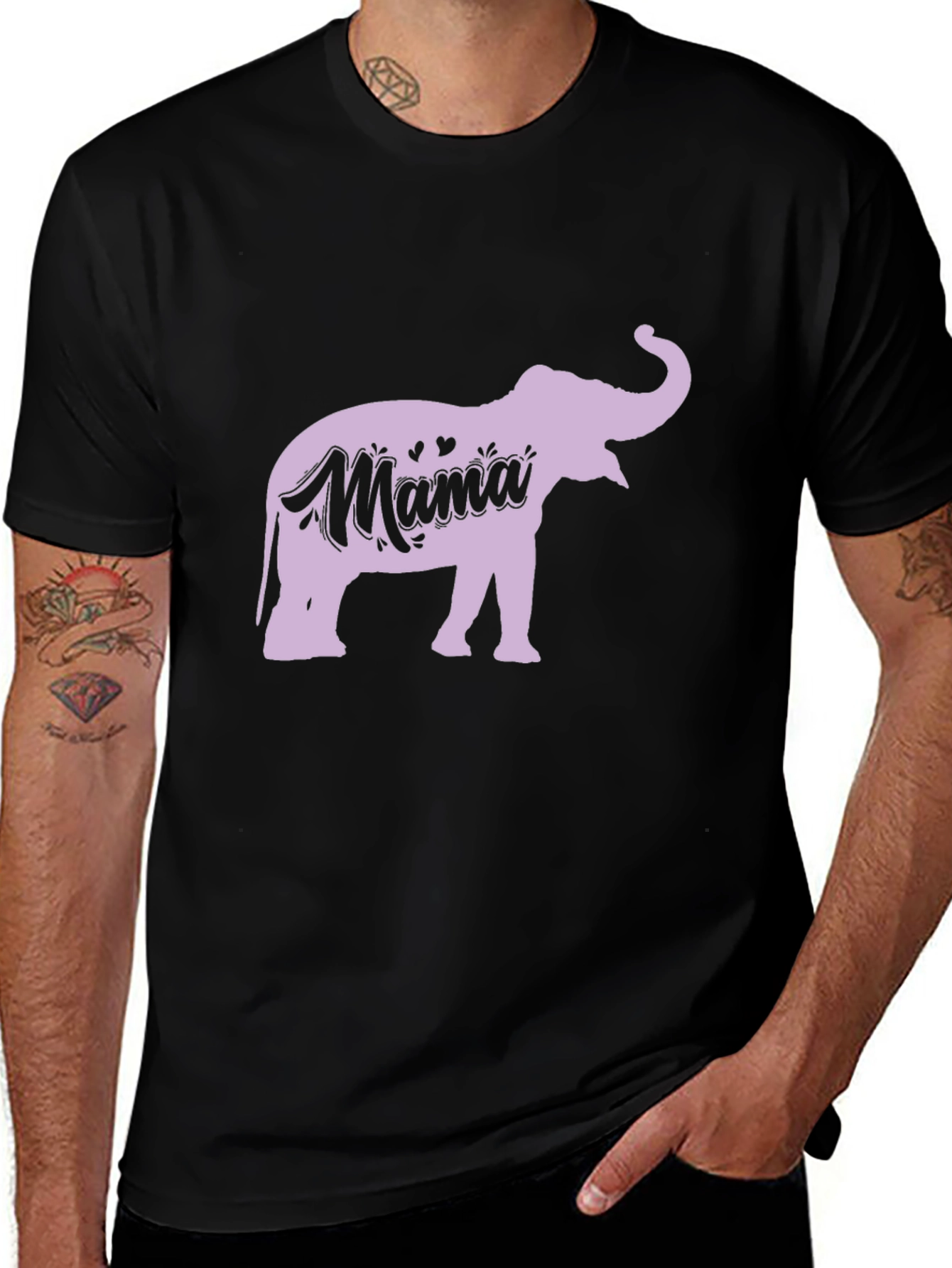 Mama Elephant Graphic Tee - Black Casual Shirt