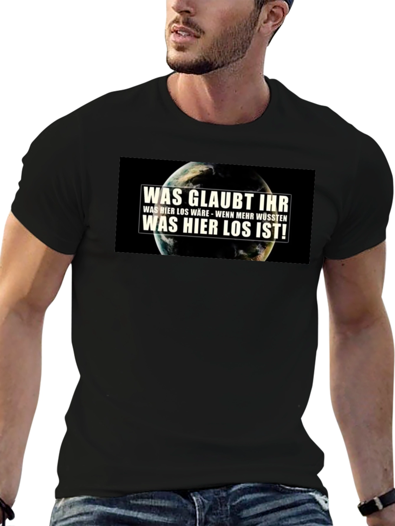 Earth Whats Going On Black Graphic T-Shirt