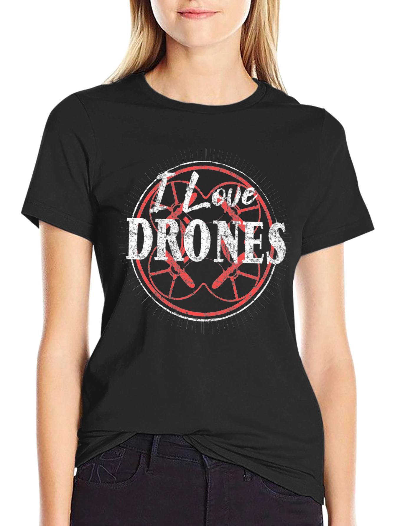 I Love Drones T-Shirt - Stylish Black Tee