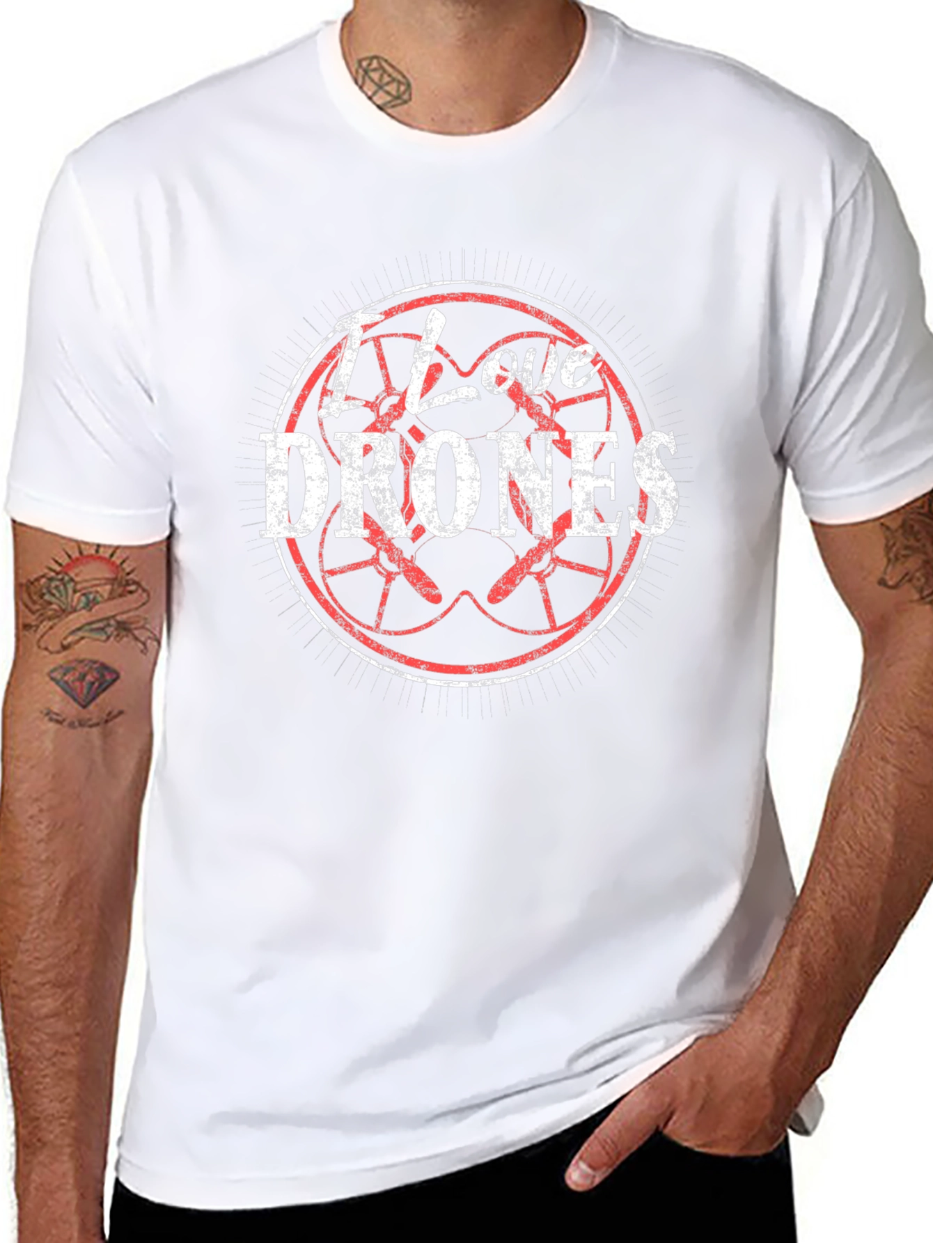 I Love Drones T-Shirt - Stylish Black Tee