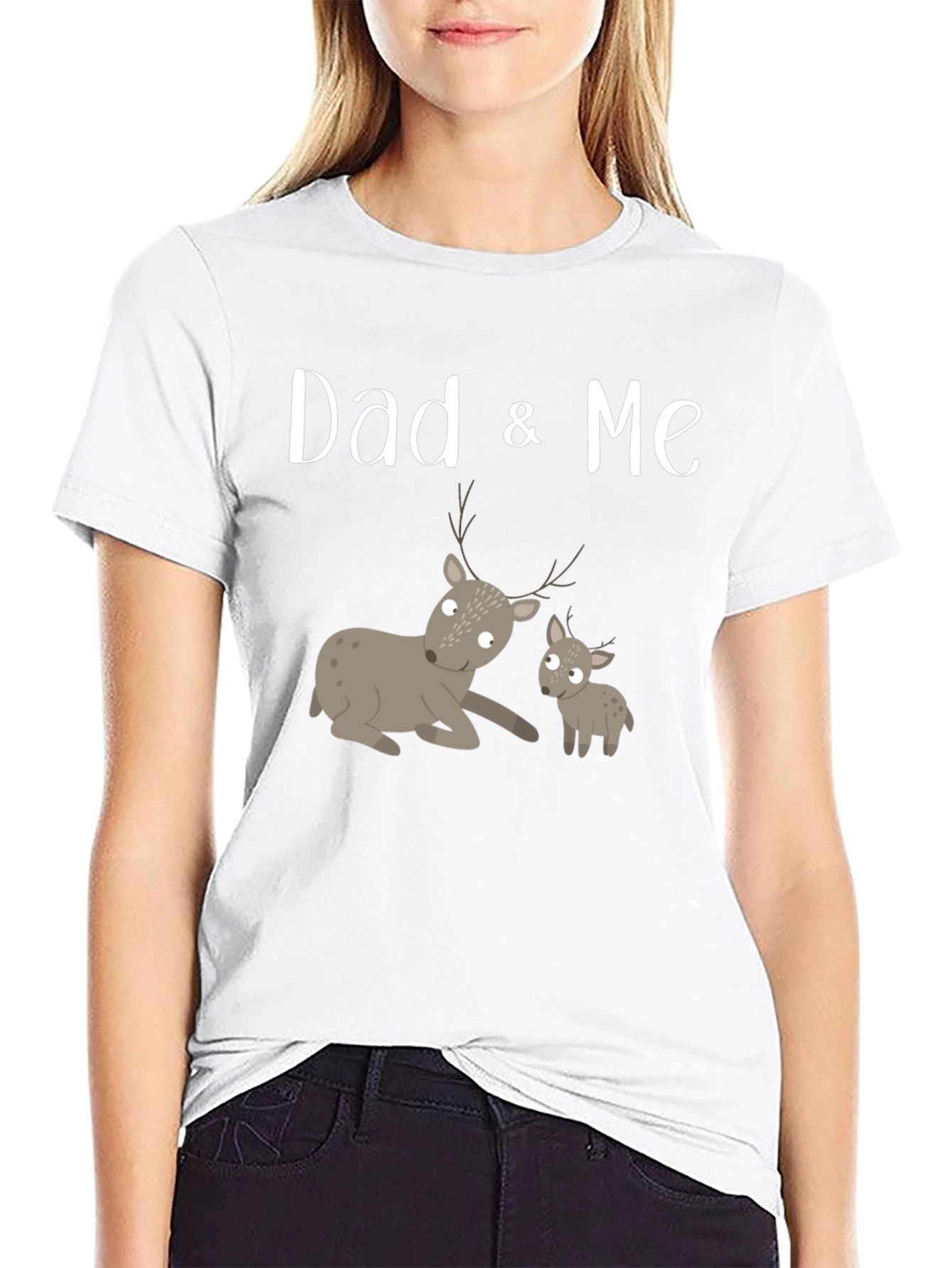 Dad & Me Deer Graphic Tee - Black Cotton