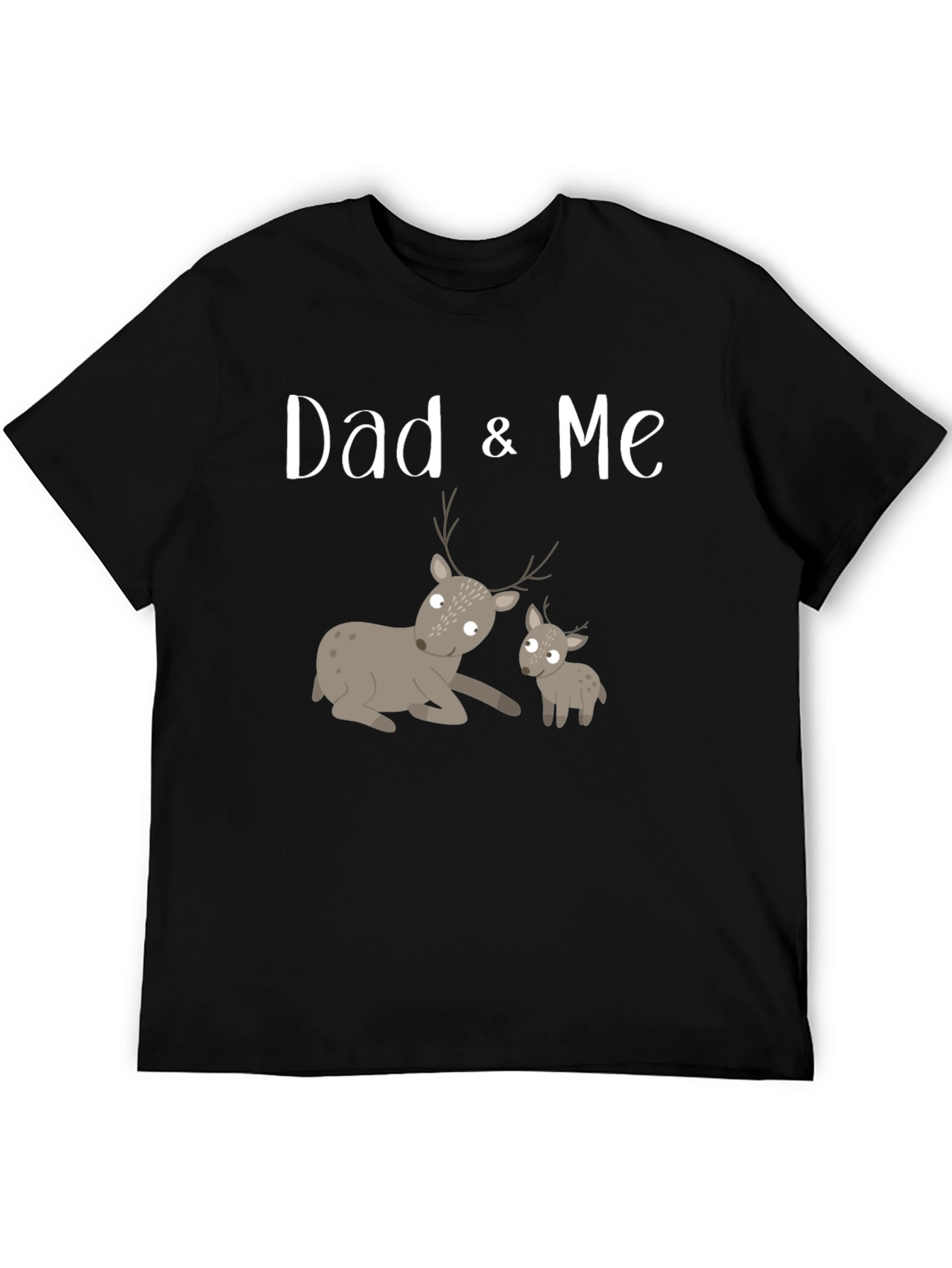 Dad & Me Deer Graphic Tee - Black Cotton