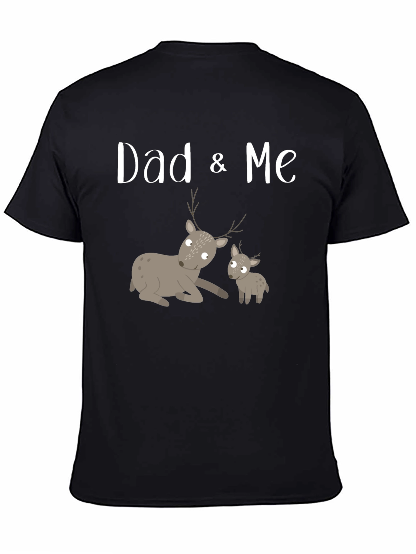 Dad & Me Deer Graphic Tee - Black Cotton