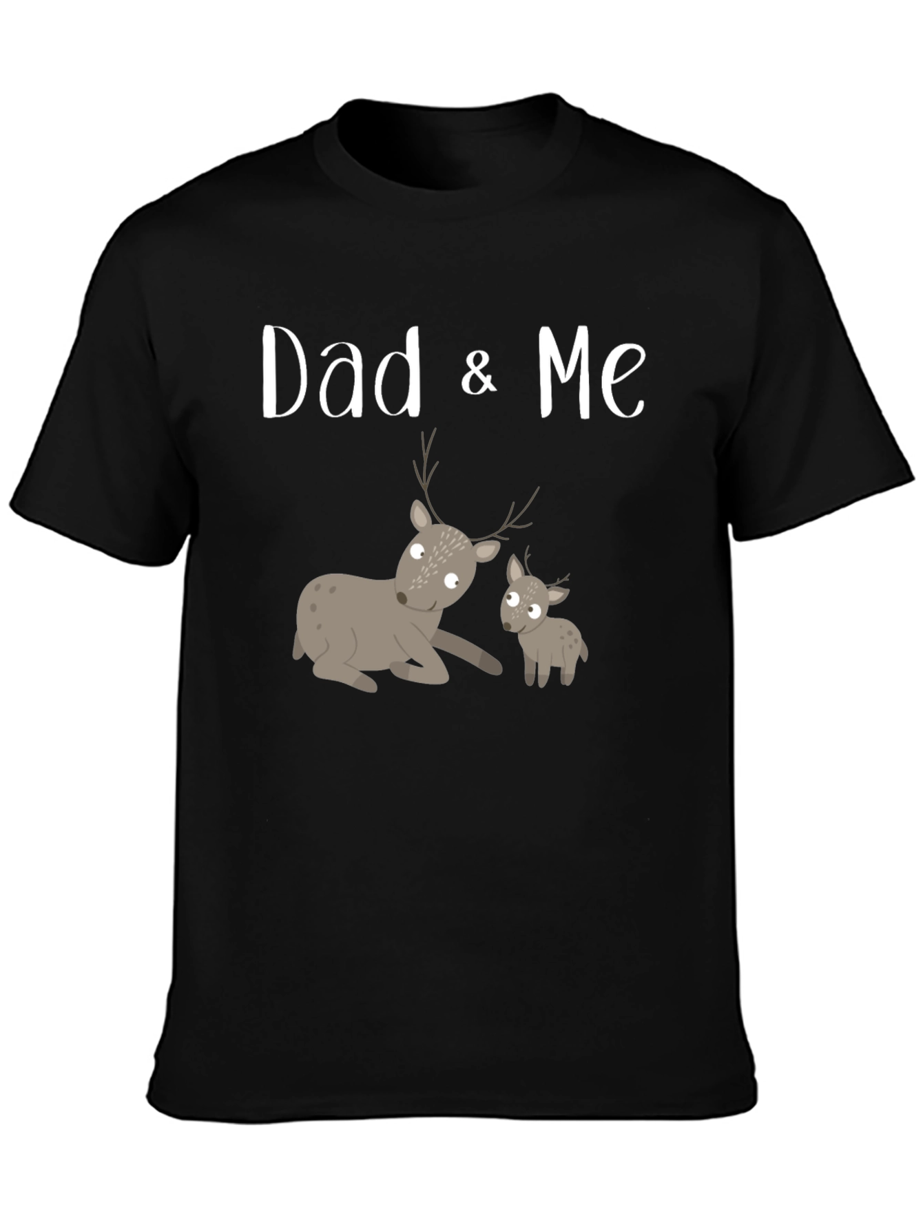 Dad & Me Deer Graphic Tee - Black Cotton