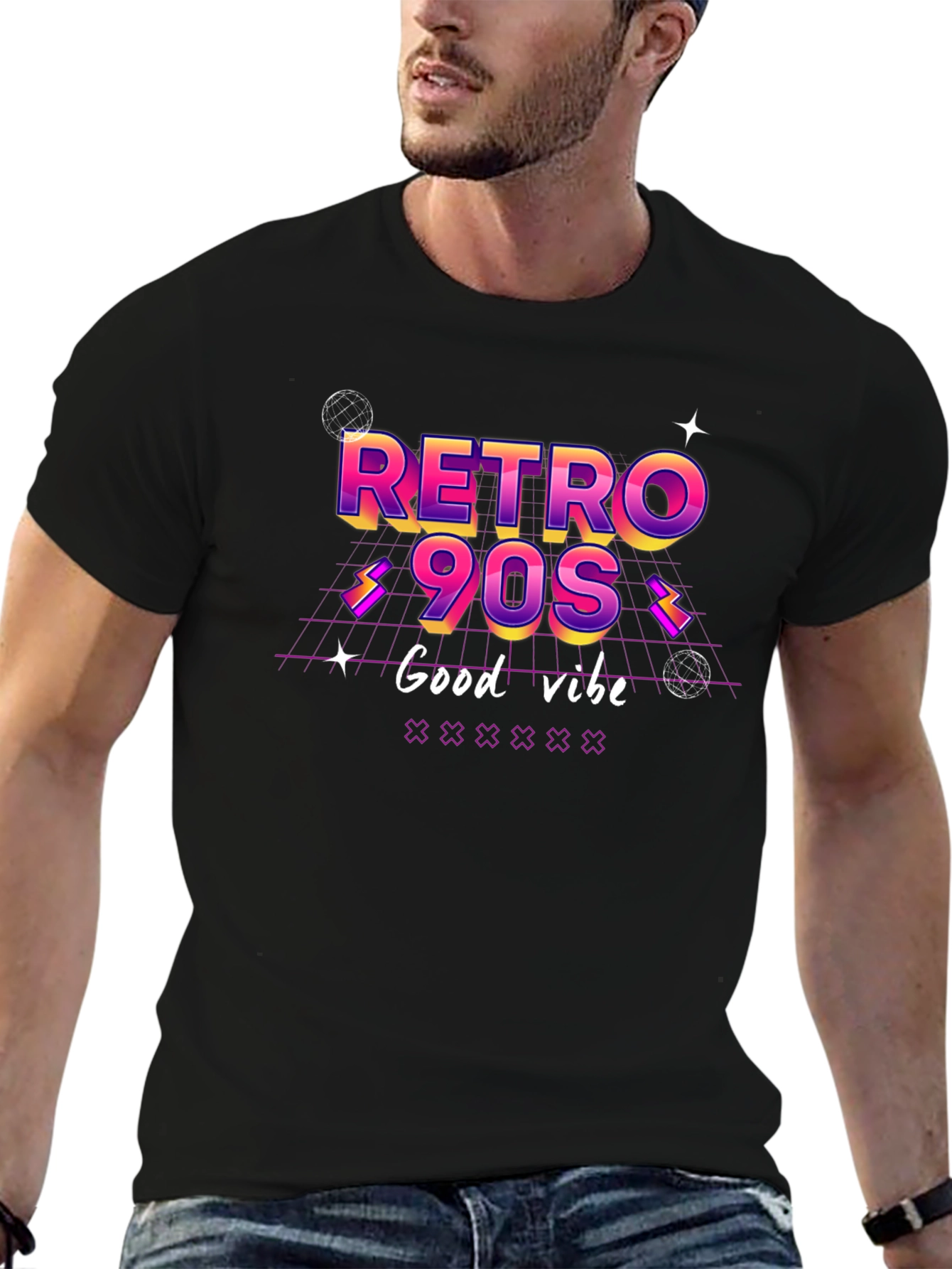 Retro 90s Good Vibe Black T-Shirt