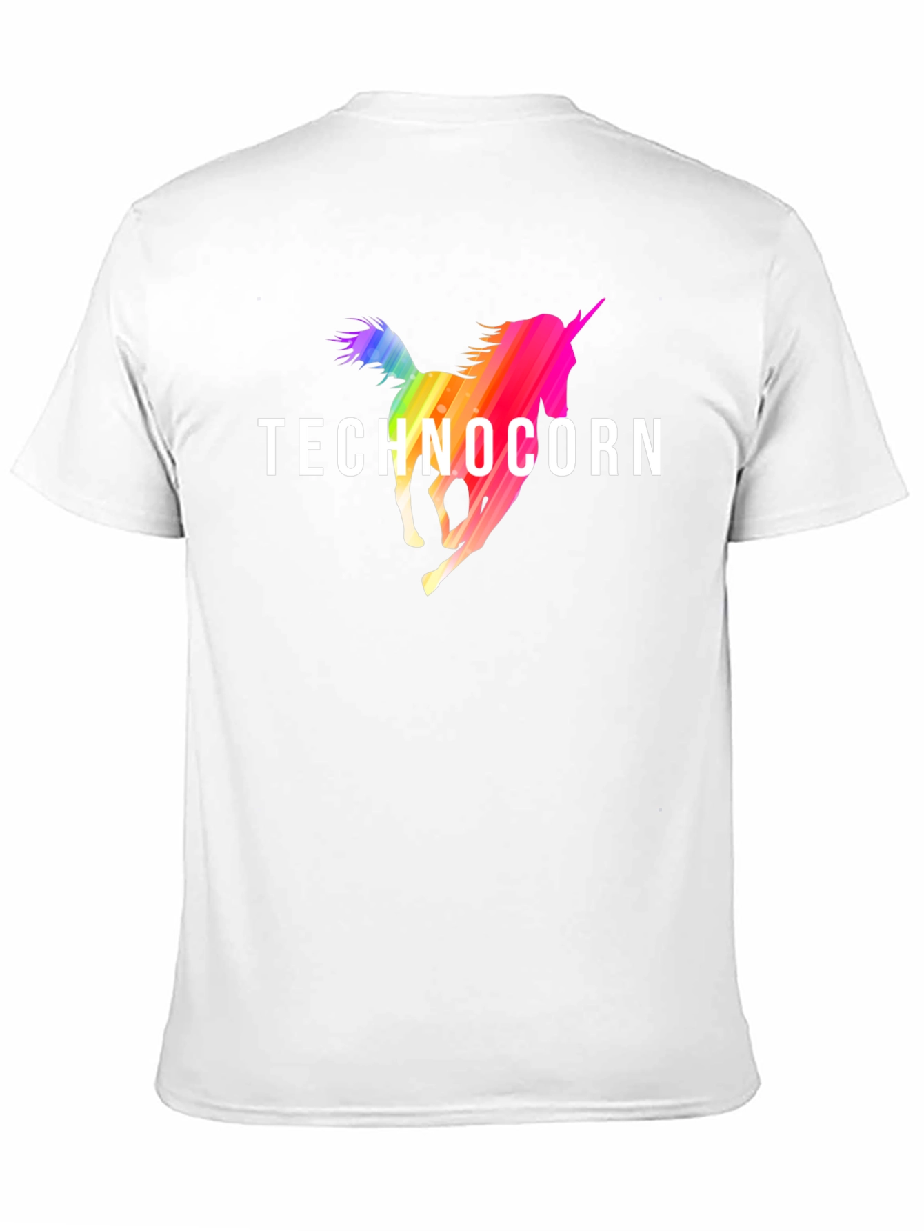 Technocorn Rainbow Unicorn Black T-Shirt