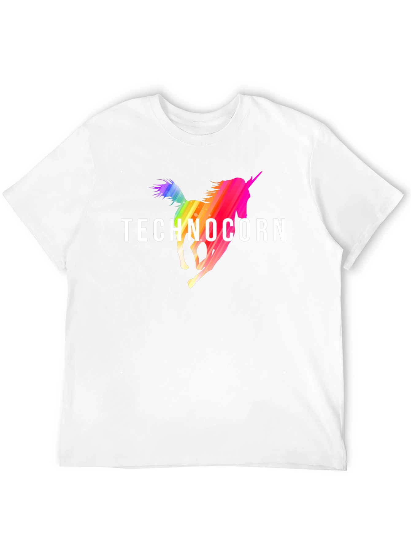 Technocorn Rainbow Unicorn Black T-Shirt