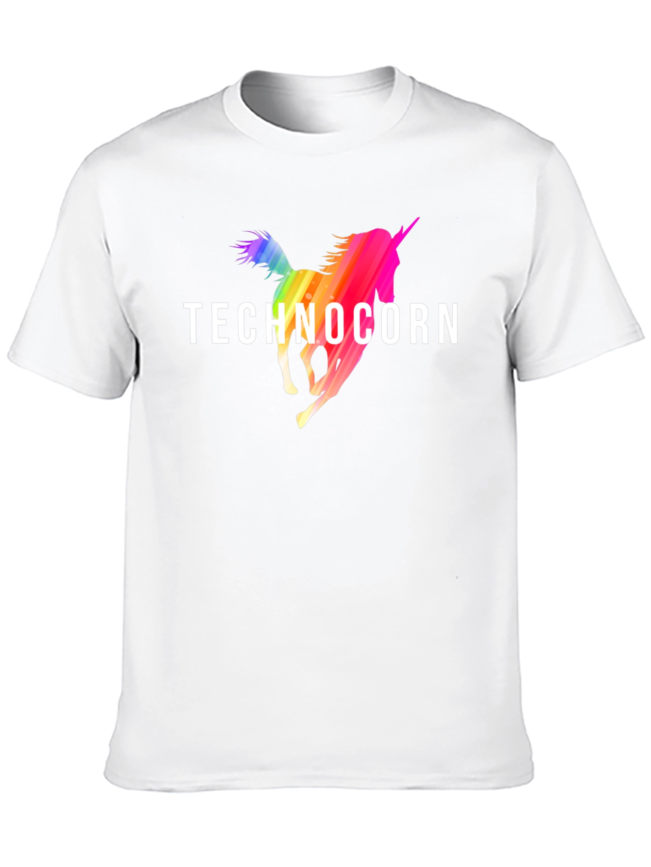 Technocorn Rainbow Unicorn Black T-Shirt