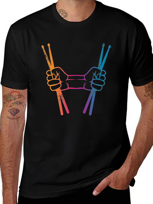 Drummers Hands Drumsticks Black T-Shirt
