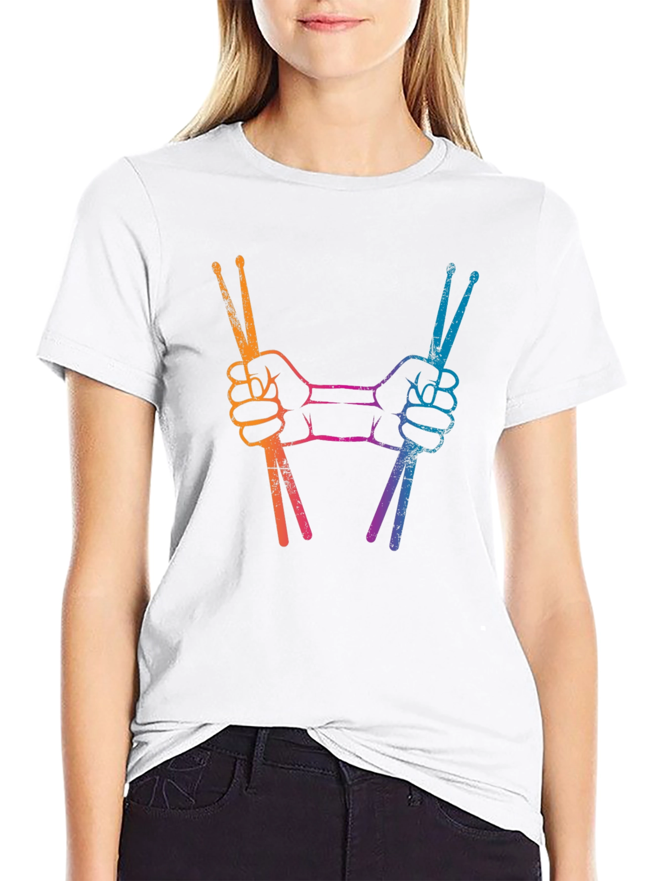 Drummers Hands Drumsticks Black T-Shirt