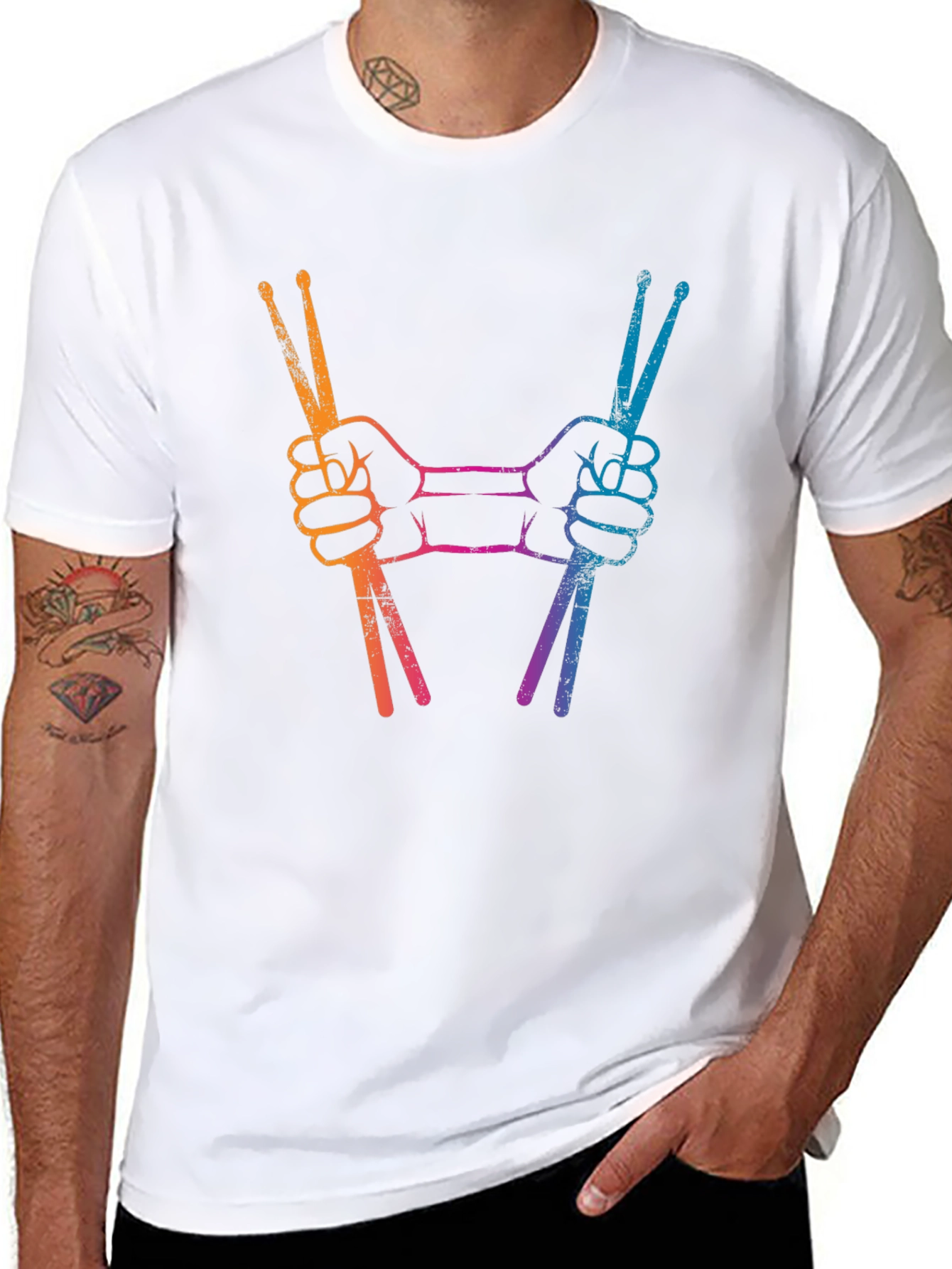 Drummers Hands Drumsticks Black T-Shirt