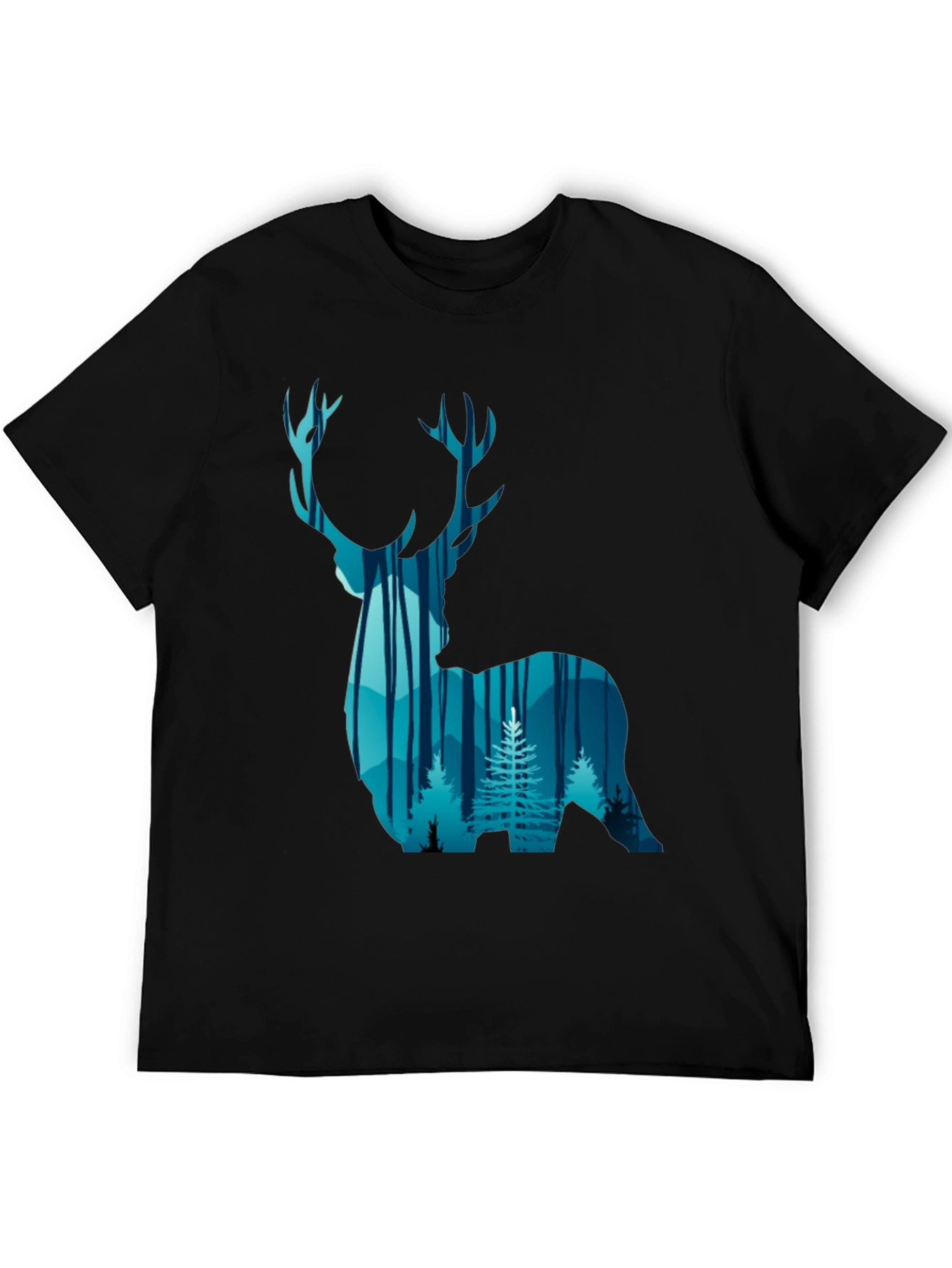 Deer Forest Graphic Tee - Black