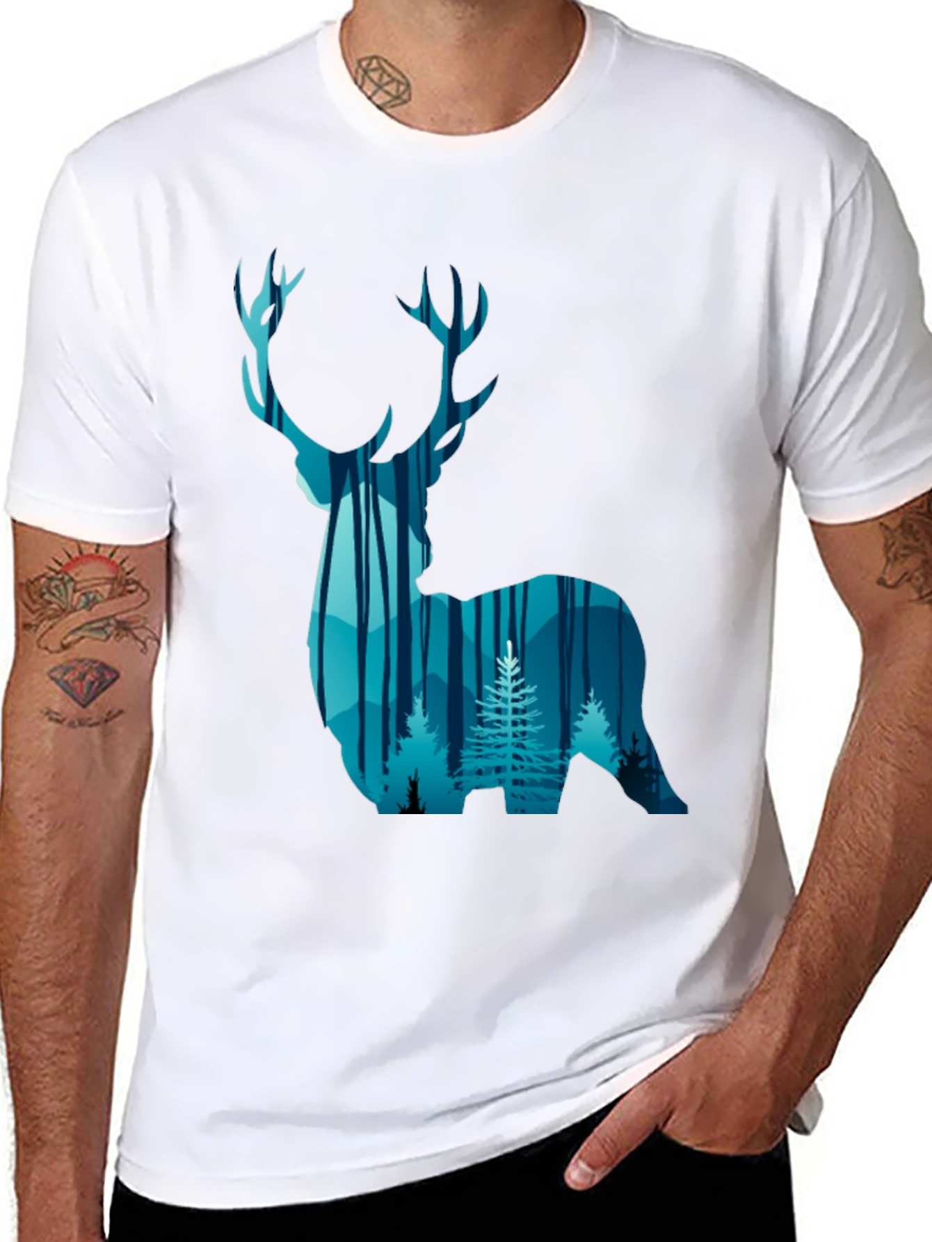 Deer Forest Graphic Tee - Black