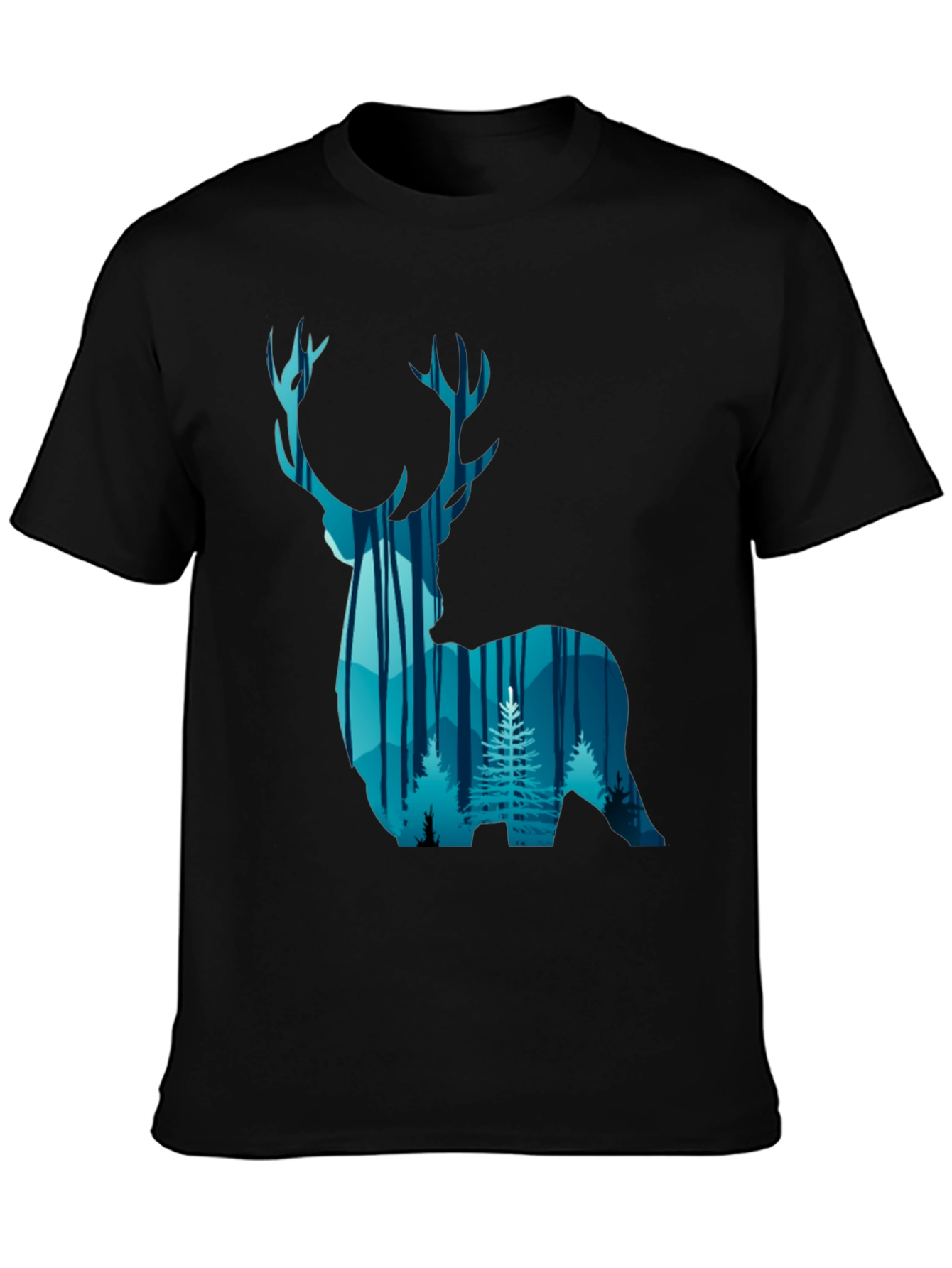 Deer Forest Graphic Tee - Black