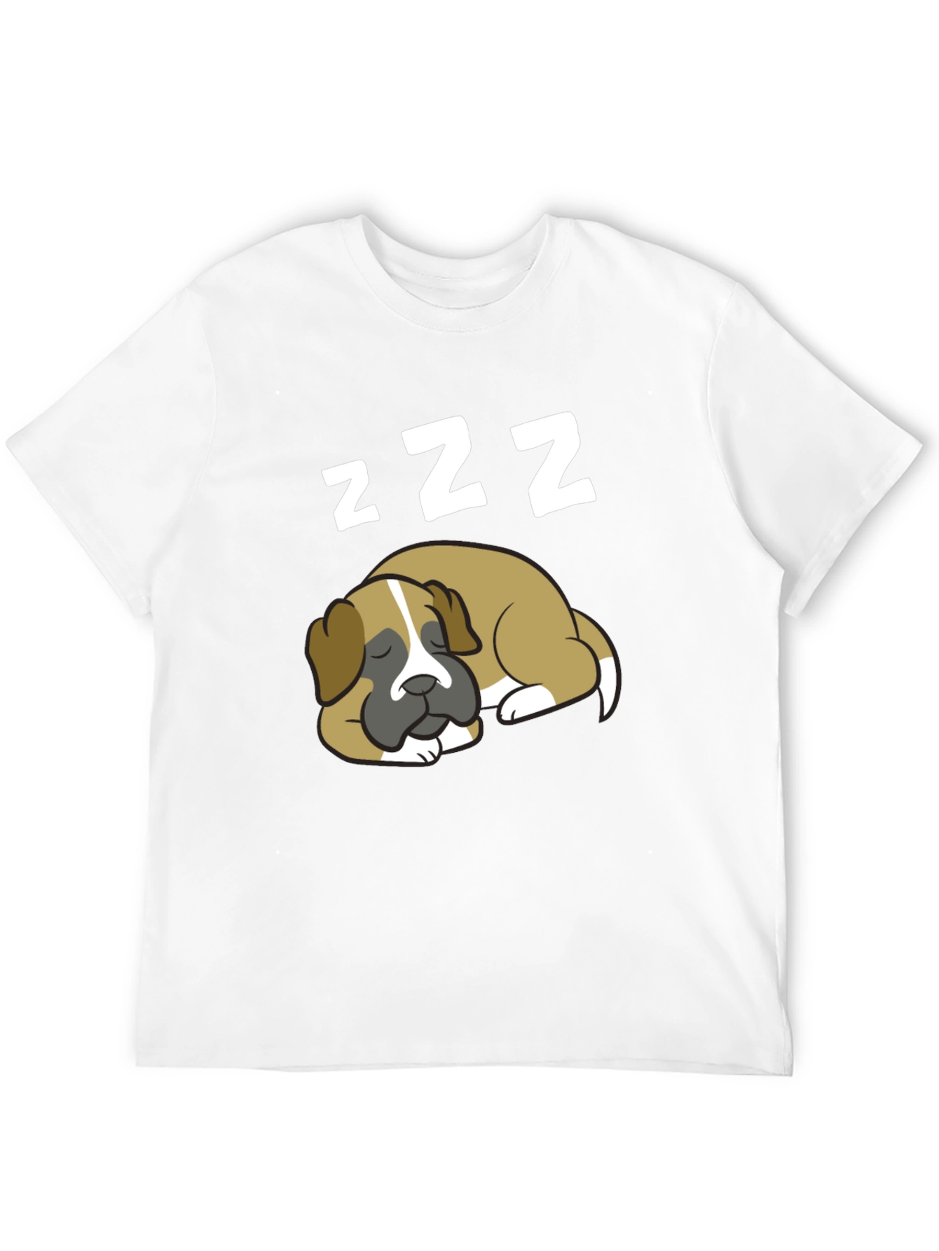 Cute Sleeping Dog ZZZ Mens Black T-Shirt
