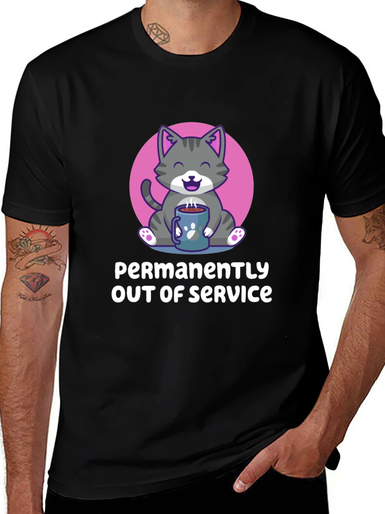 Permanently Out of Service Cat Graphic Tee