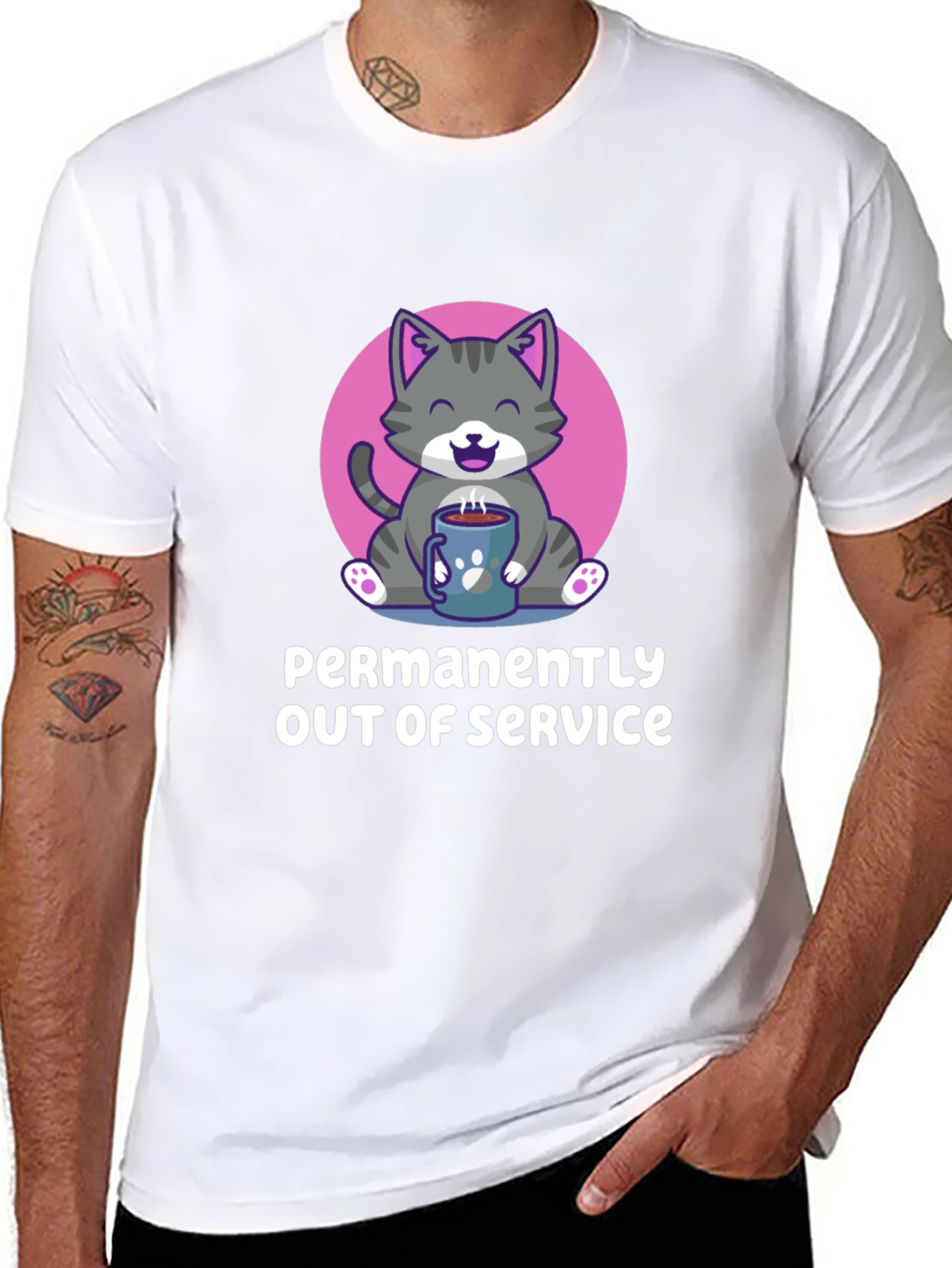 Permanently Out of Service Cat Graphic Tee