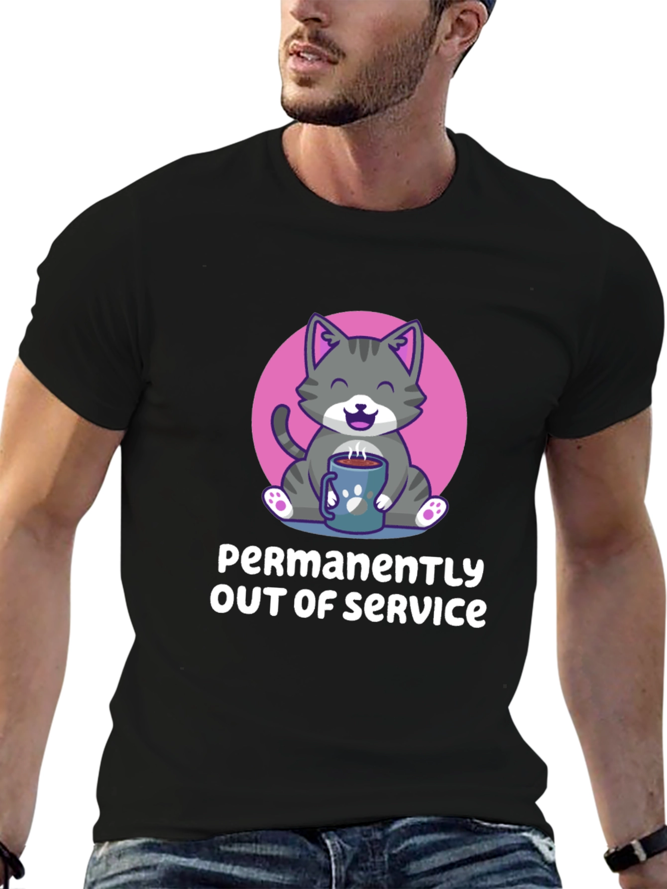 Permanently Out of Service Cat Graphic Tee