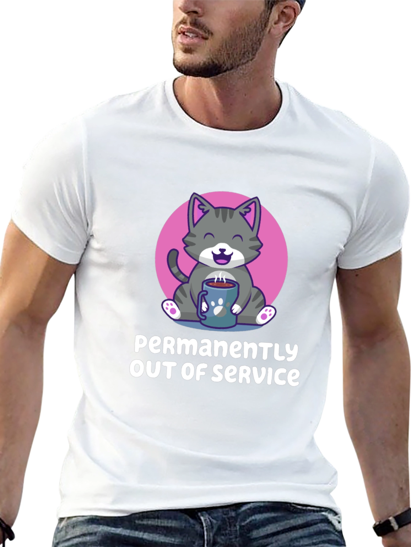 Permanently Out of Service Cat Graphic Tee