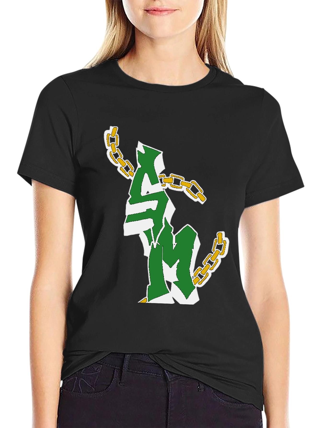 Stylish Black Tee with Graphic Design