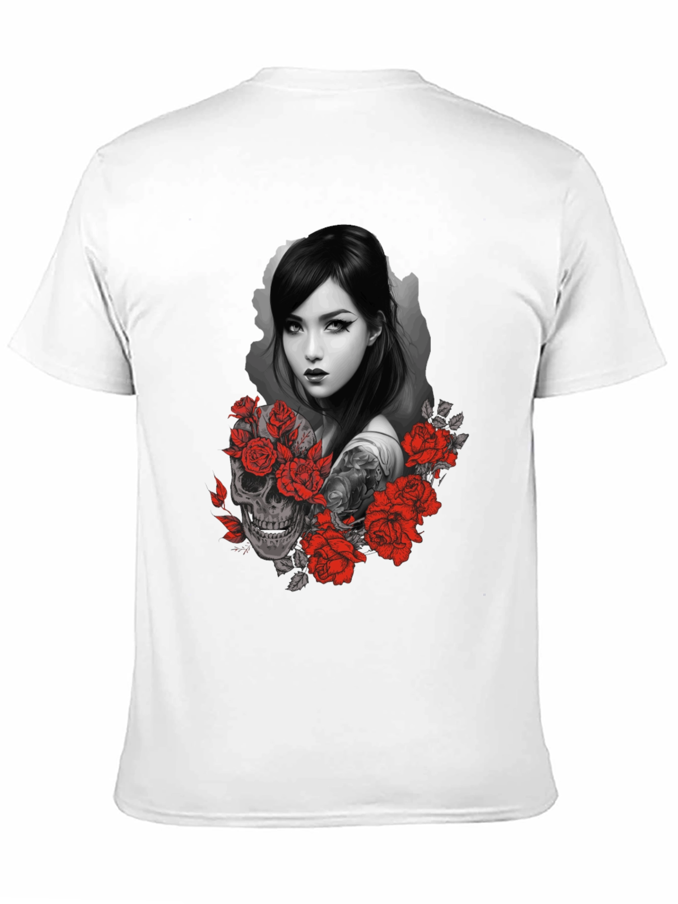 Skull & Roses Graphic Tee - Dark Aesthetic