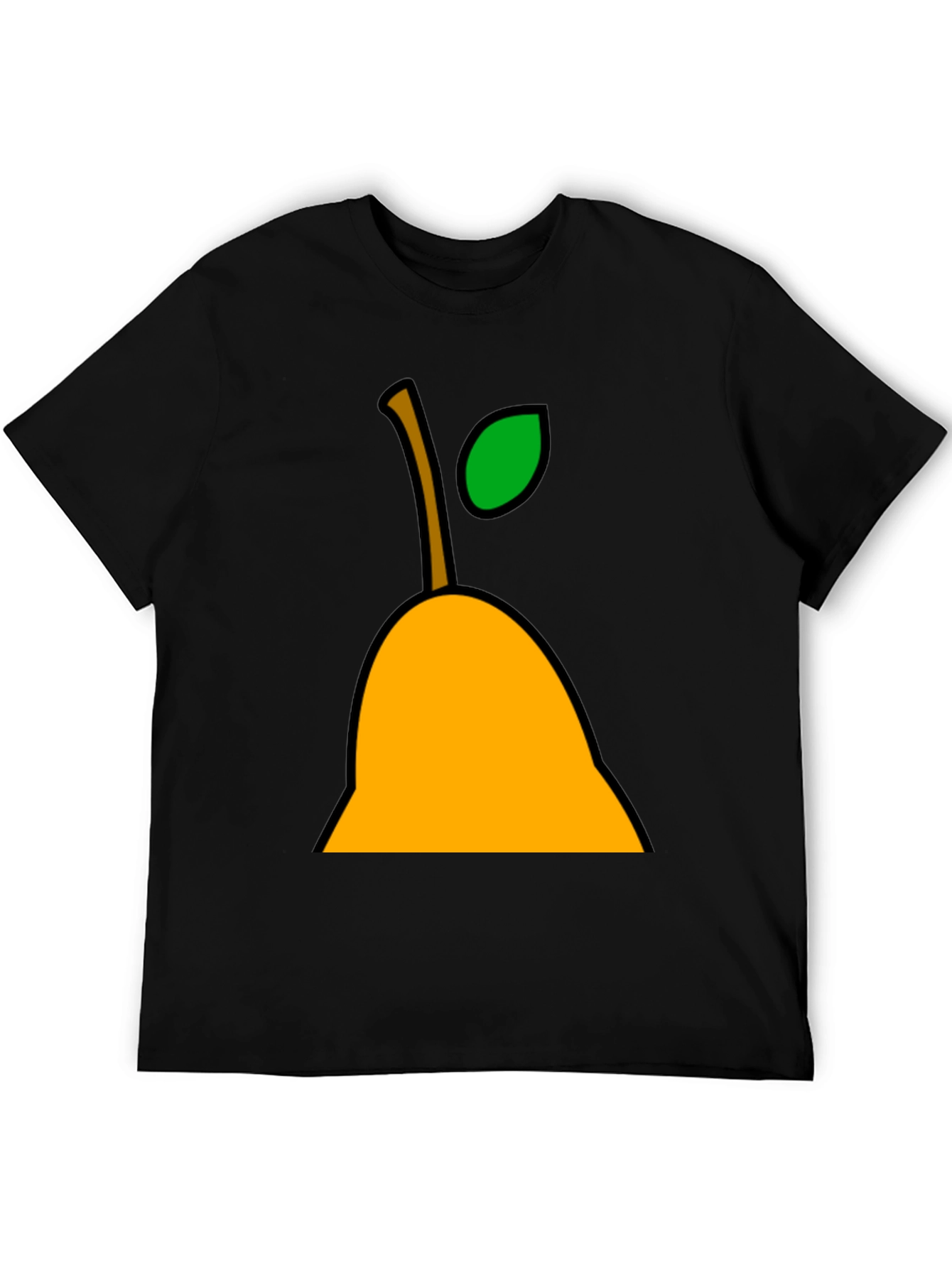 Pear Graphic Tee - Black Cotton Casual T-Shirt