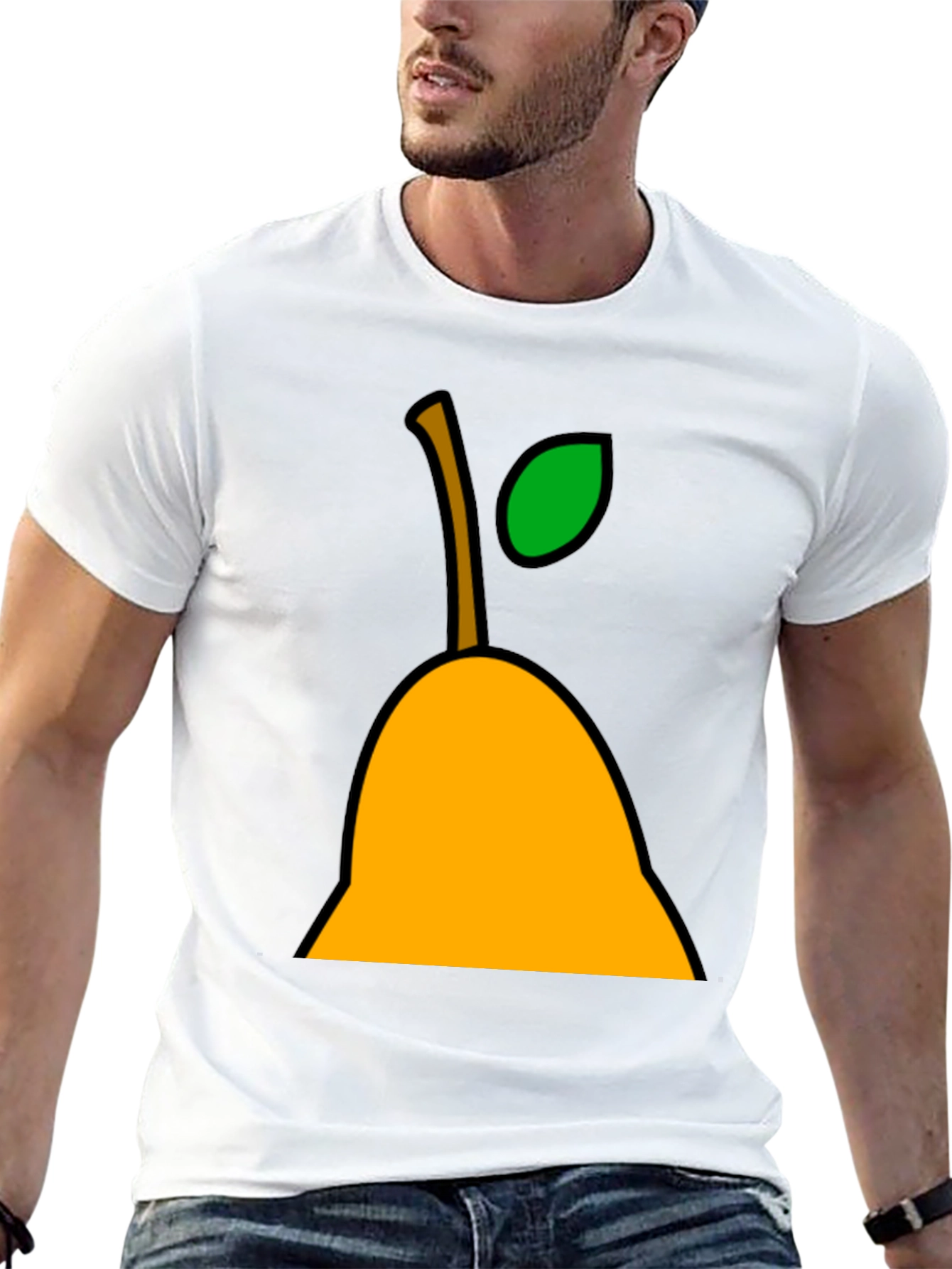 Pear Graphic Tee - Black Cotton Casual T-Shirt
